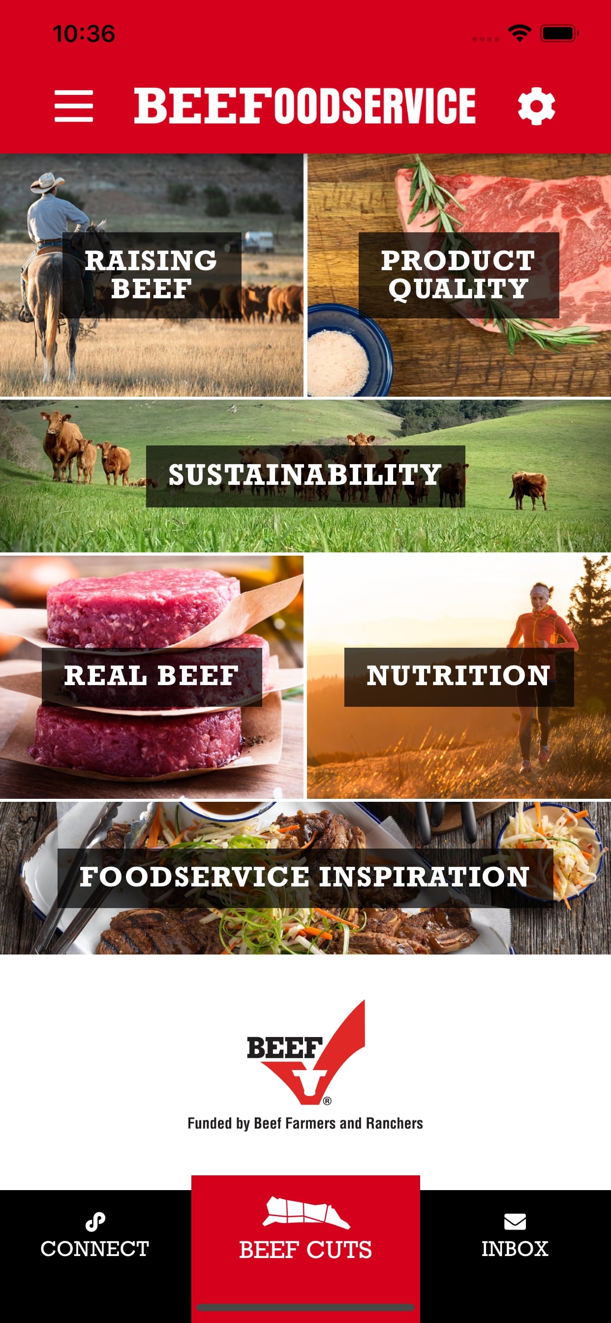 More than beef cuts, training, menuing versatility and other foodservice resources, the BEEFoodservice app also provides information on how beef is raised, sustainability and beef's nutrition profile.