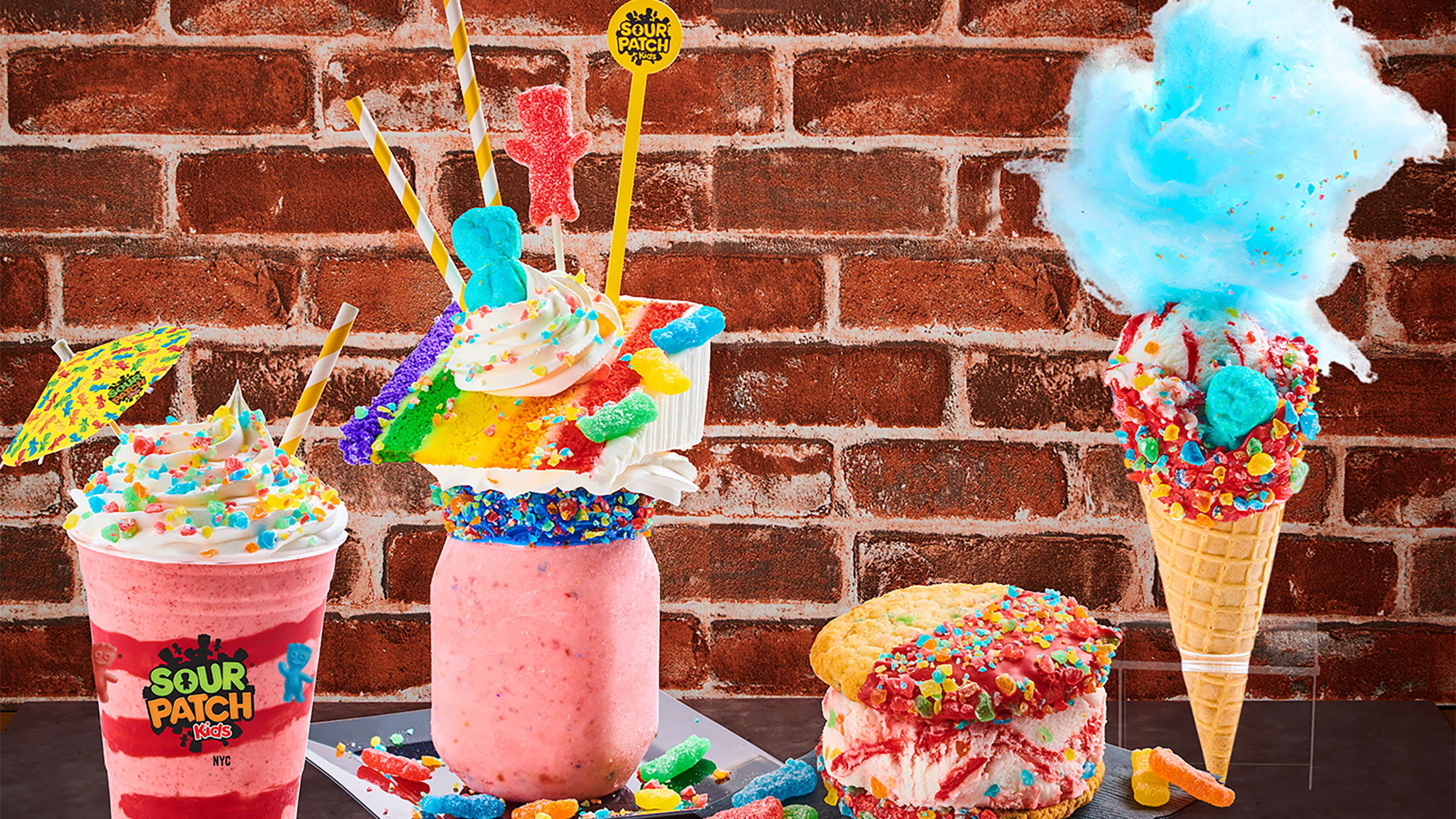 Assortment of colorful ice cream desserts