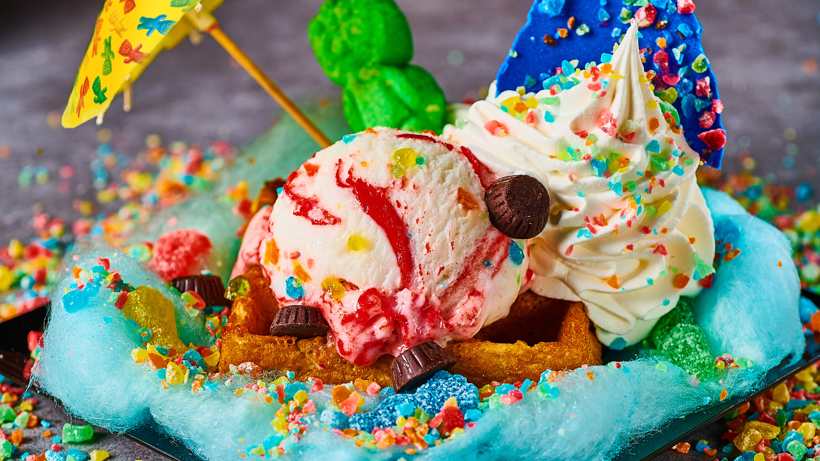 Colorful ice cream sundae