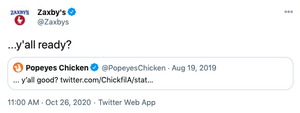 Zaxby’s fired off the tweet that reignited the chicken sandwich wars. For enemies of the chicken state, it was a shot across the beak.