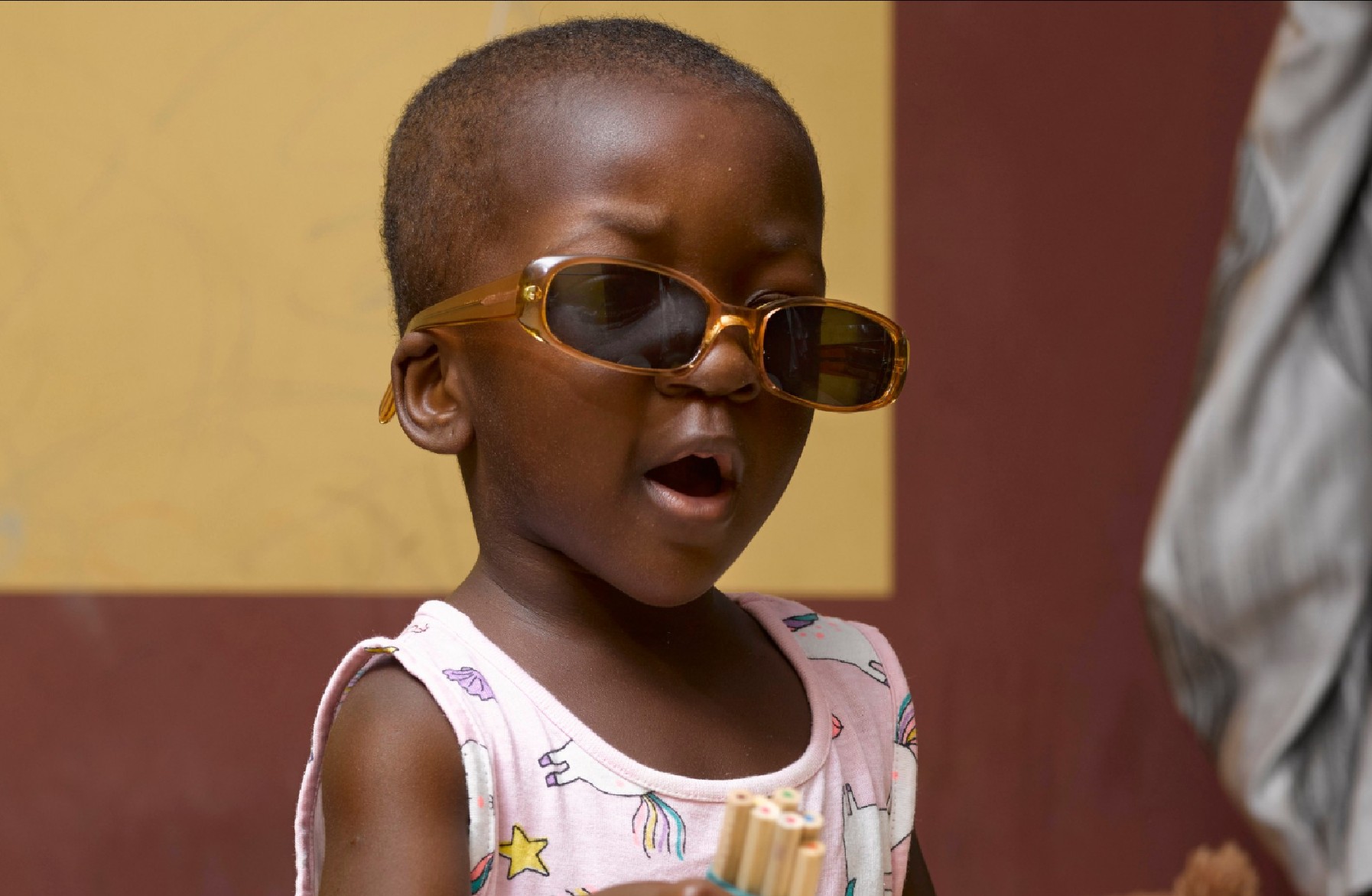 Hakeema’s strabismus made light exposure painful. After receiving surgery on the Flying Eye Hospital in Ghana, she's looking forward to attending school again. Photo: Geoff Oliver Bugbee