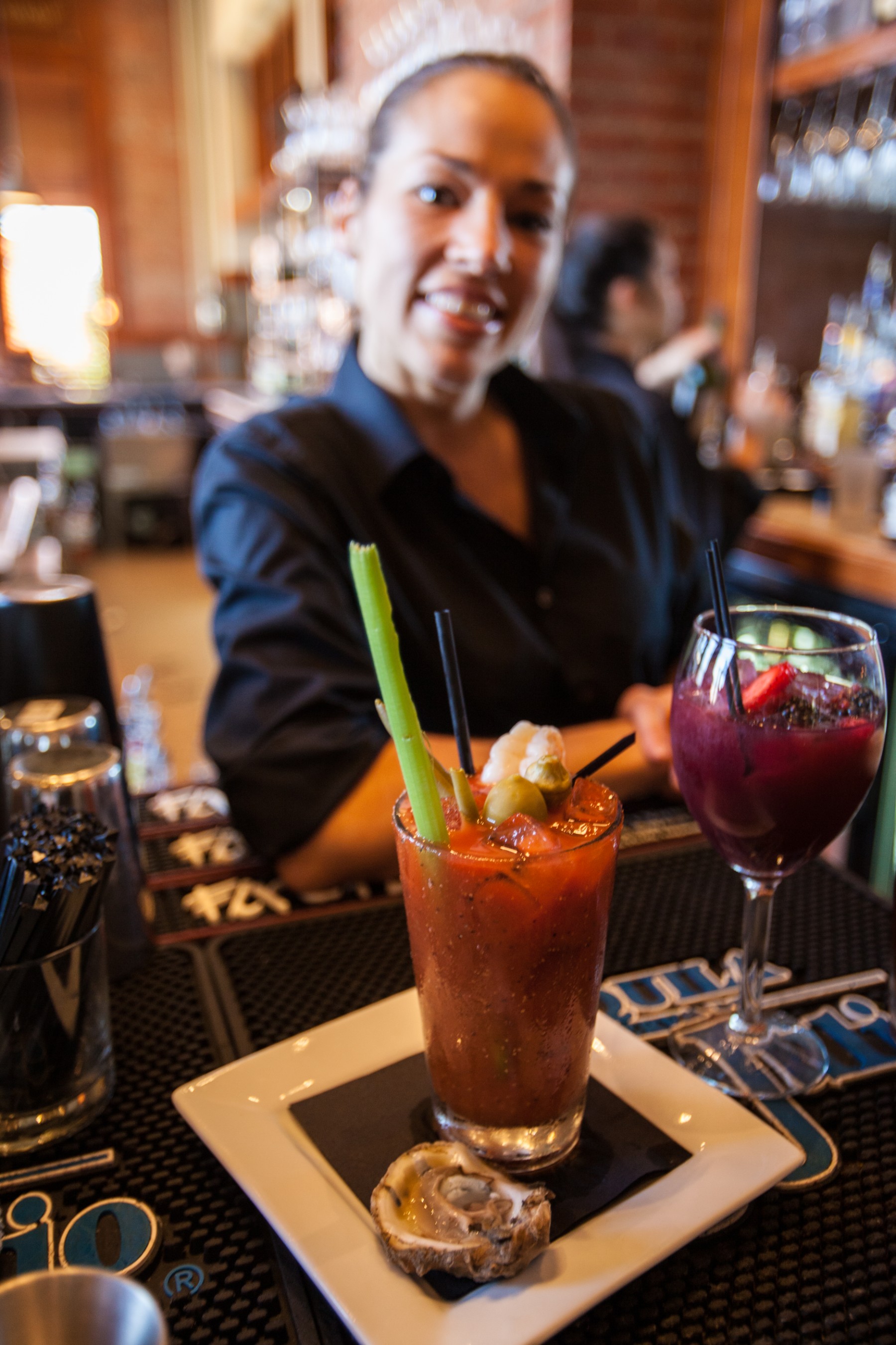 The Bloody Mary’s at McAdoo’s Sunday brunch are served with an oyster, and chock-full of all the right fixin’s.