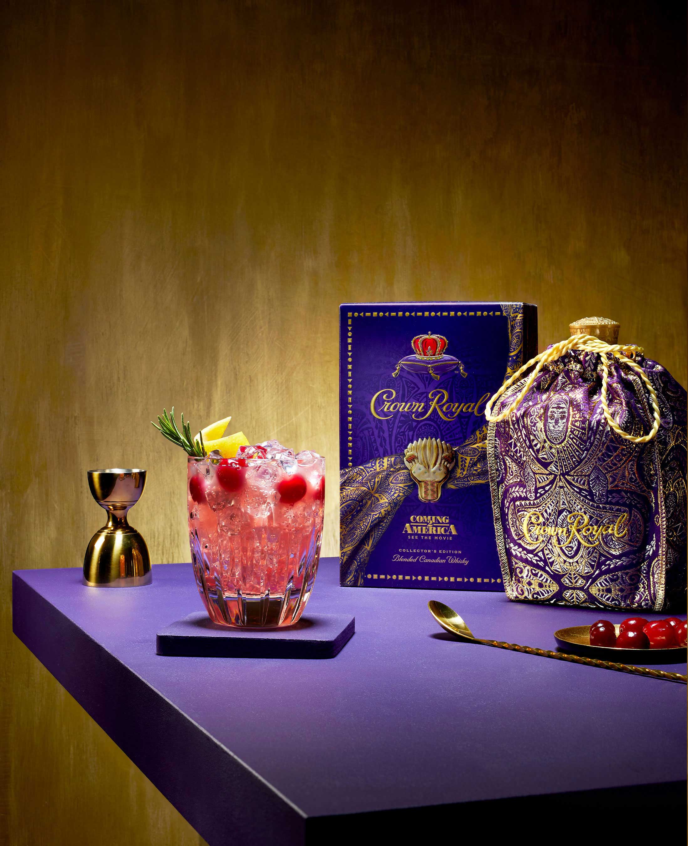 Enjoy the delicious Crown Royal Ruby Rumble cocktail while watching the Coming 2 America movie premiere on March 5th.