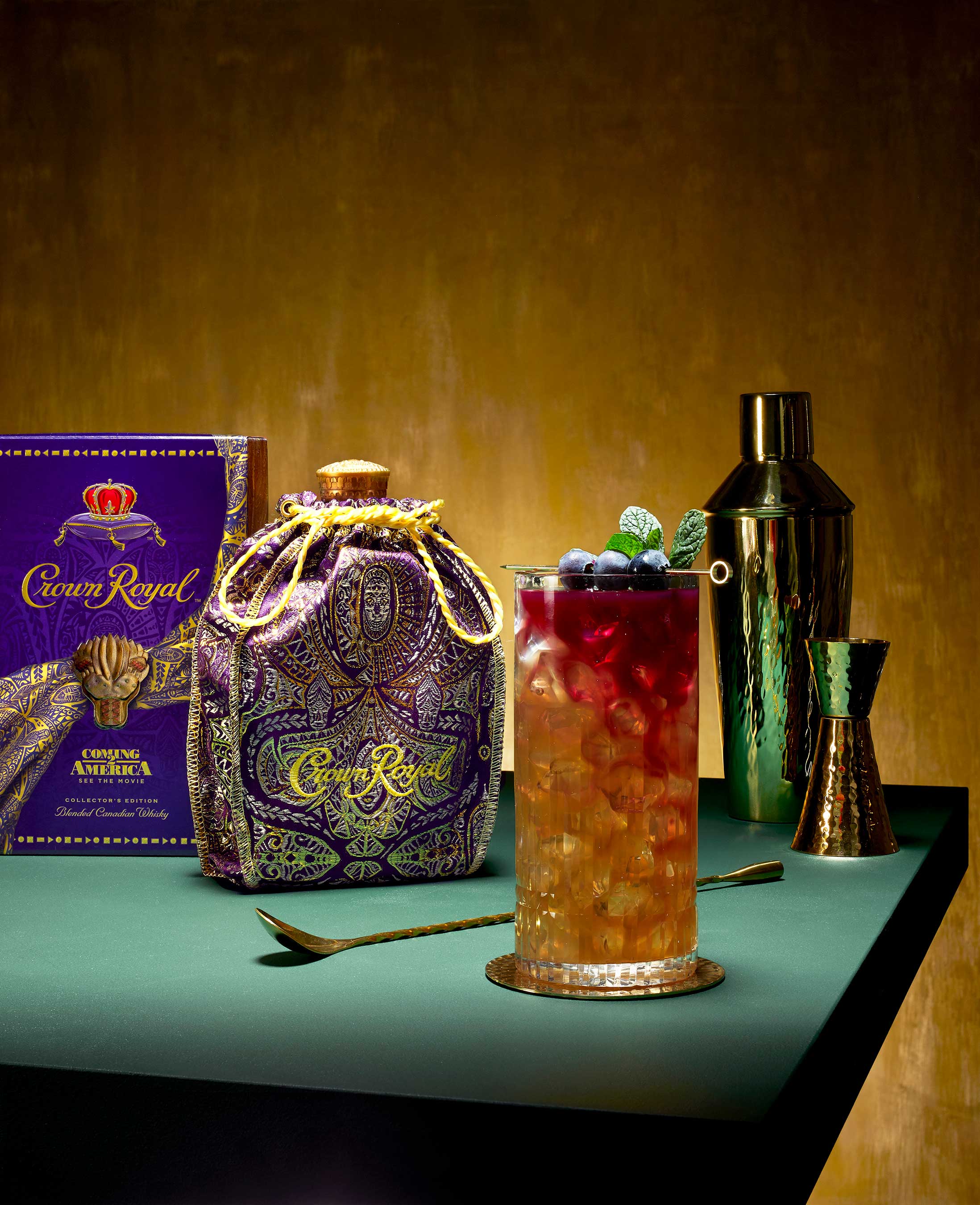 Sip on the delicious Crown Royal Sour Glow cocktail during the Coming 2 America movie premiere on March 5th. Recipe courtesy of Buzzfeed Tasty.