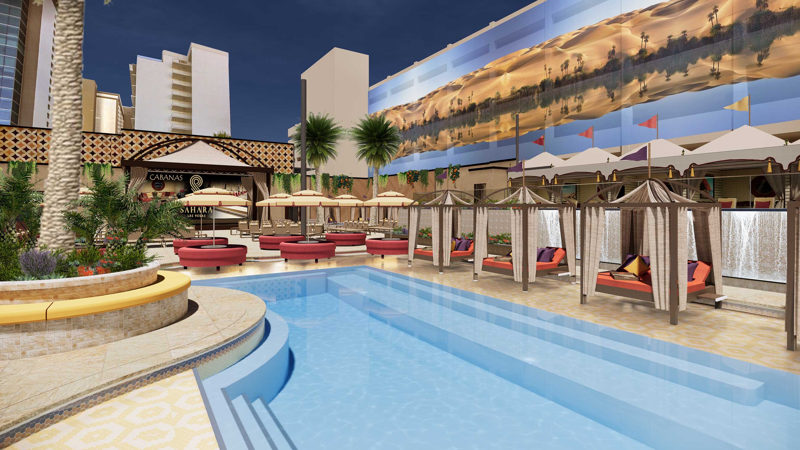 Rendering of Azilo Ultra Pool, opening at SAHARA Las Vegas summer of 2021