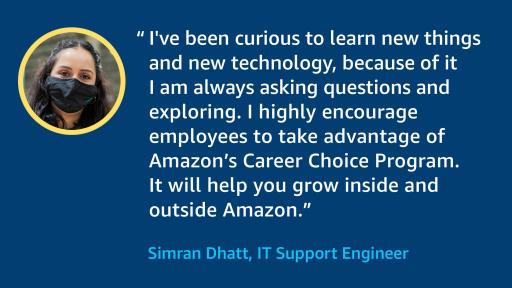 Simran Dhatt, IT Support Engineer at Amazon