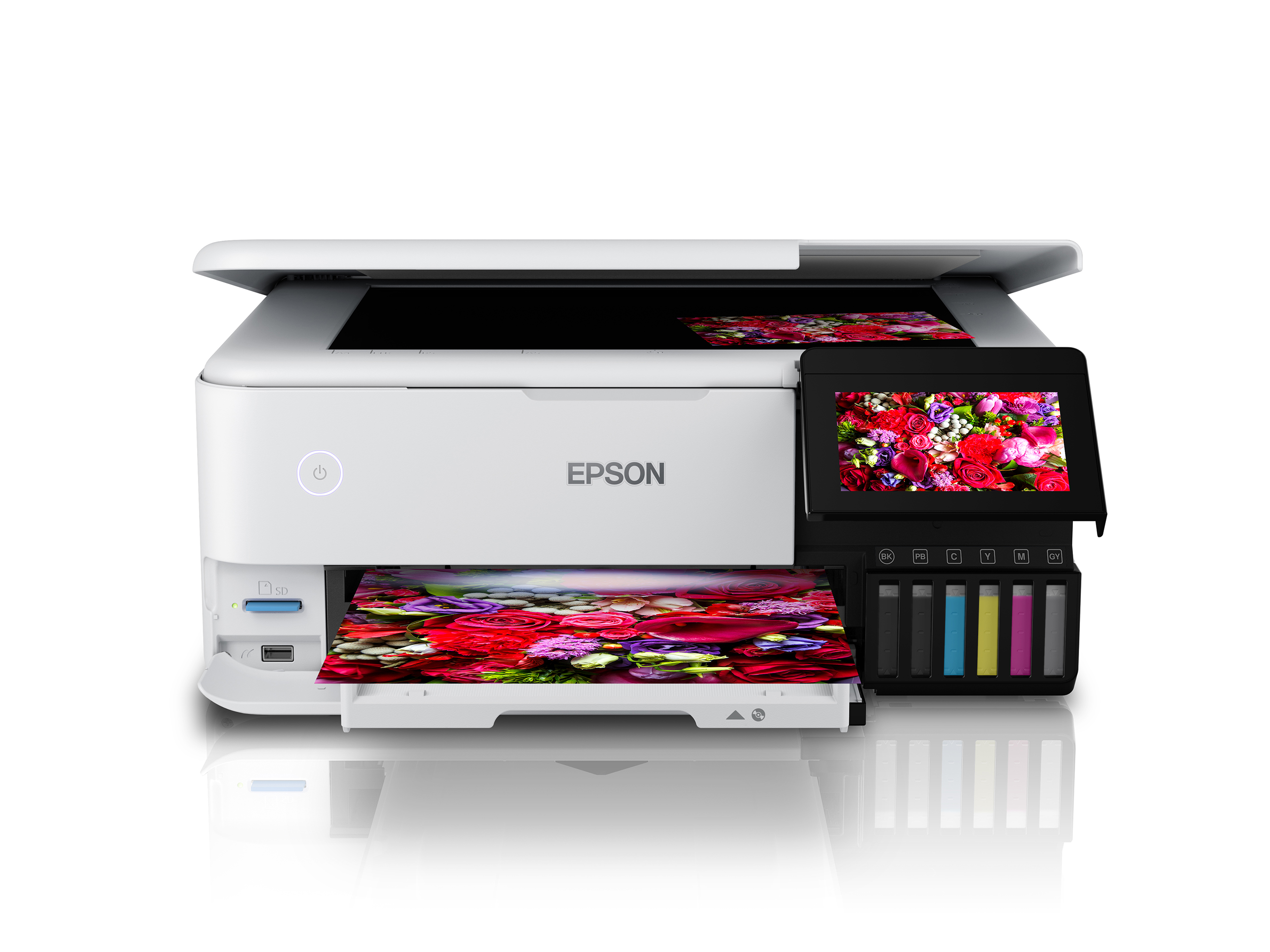 Making any image come to life, the EcoTank Photo ET-8500 all-in-one Supertank printer can print borderless photos up to 8.5" x 11".