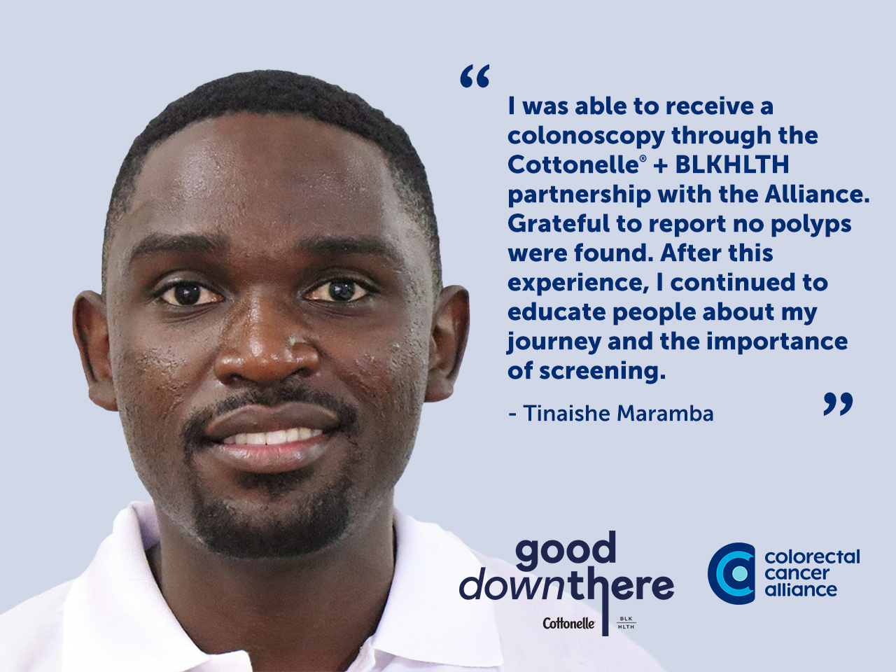 Tinaishe Maramba highlights how the funding helped him get screened for colorectal cancer