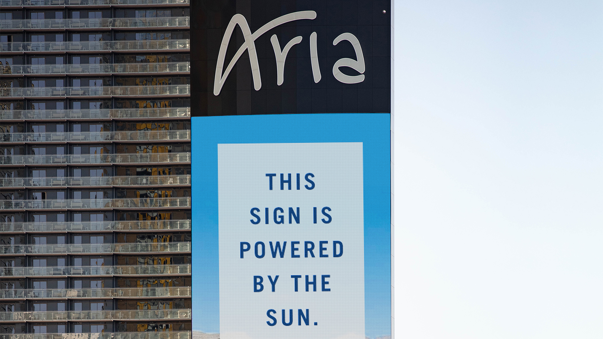 Aria Powered by the Sun sign