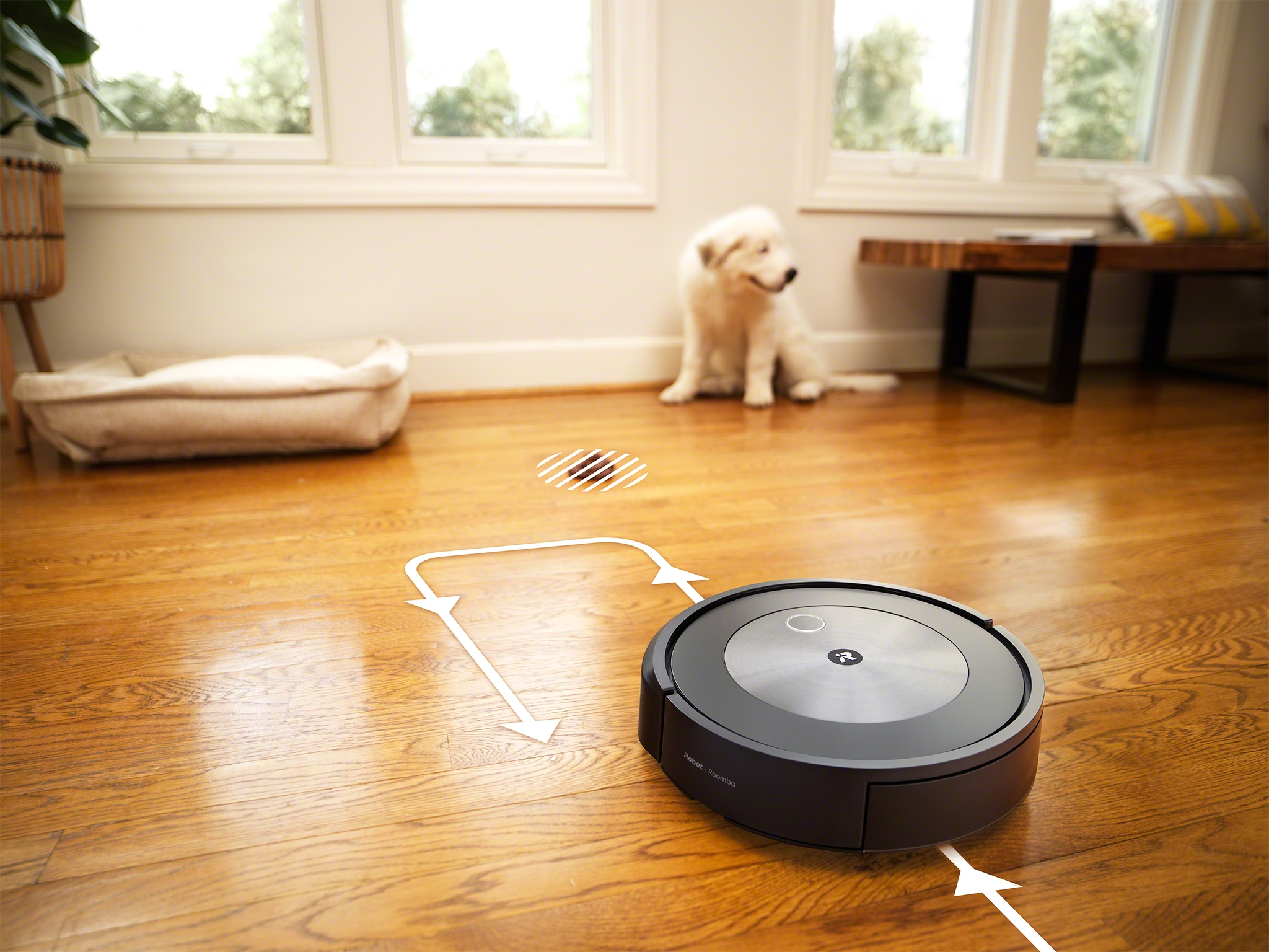 The iRobot Roomba j7+ reacts to objects in the home with PrecisionVision Navigation, giving the robot the ability to identify and avoid common obstacles, such as pet waste.