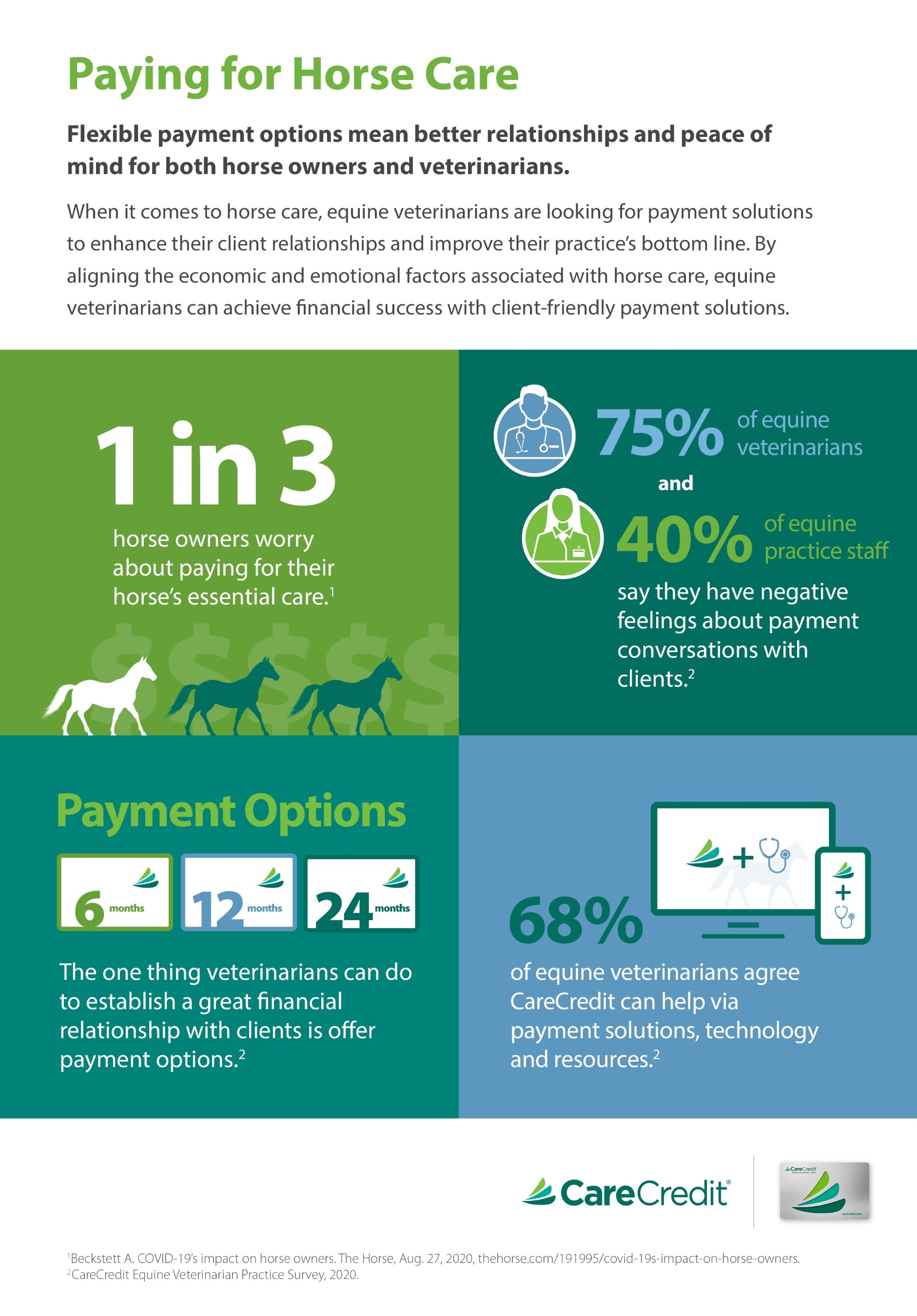 Synchrony financial solution, CareCredit, gives horse owners a new way to pay for care and provides equine veterinarians the ability to collect payment for services any time and from any location.