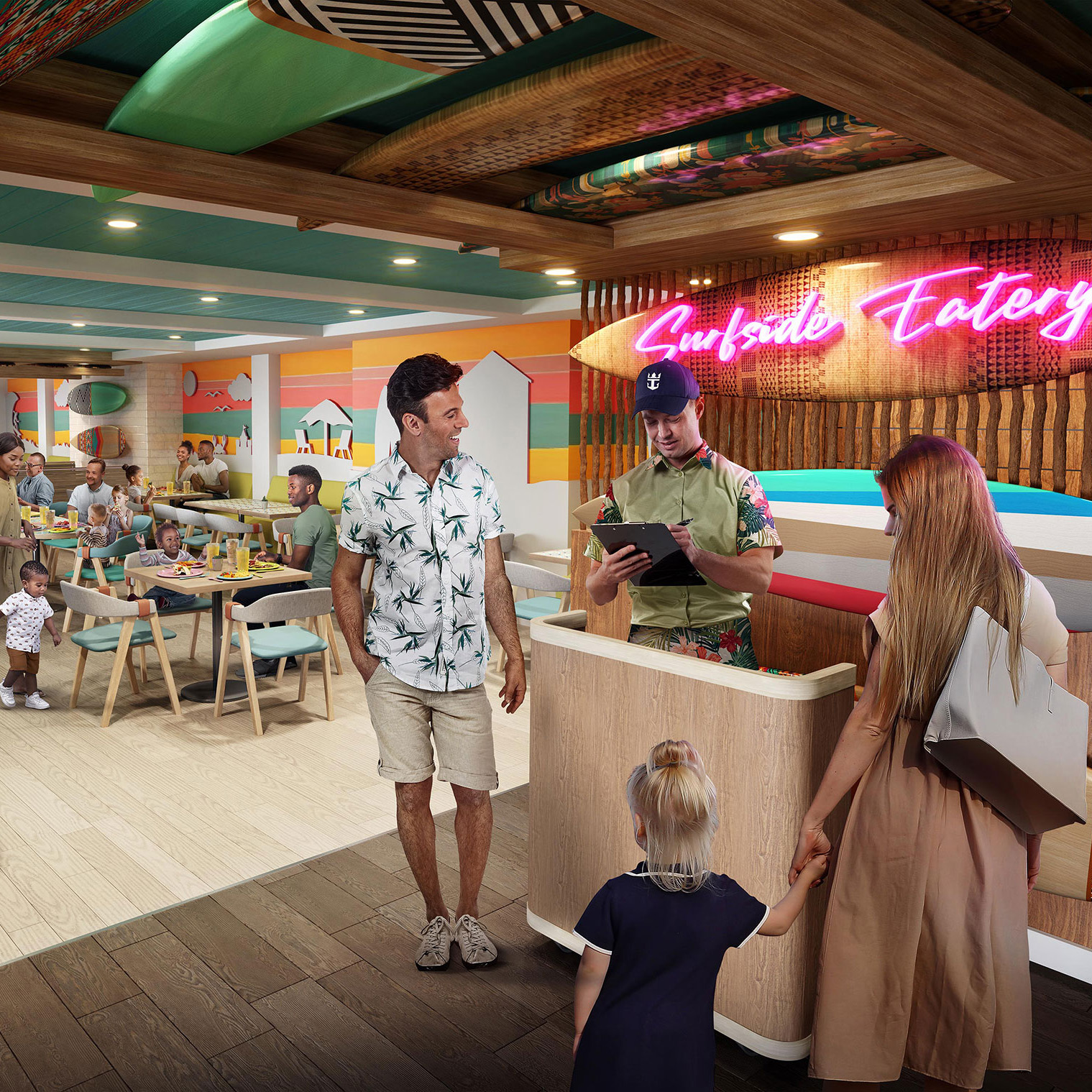 Surfside Eatery is the new buffet dedicated to families in Surfside, the stay-all-day neighborhood for young families on Icon of the Seas, where all ages have options to enjoy.