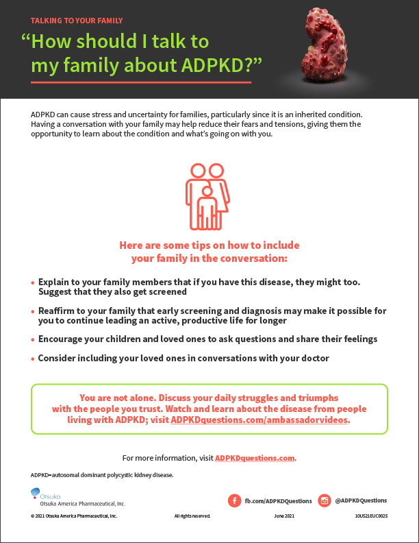 How should I talk to my family about ADPKD?