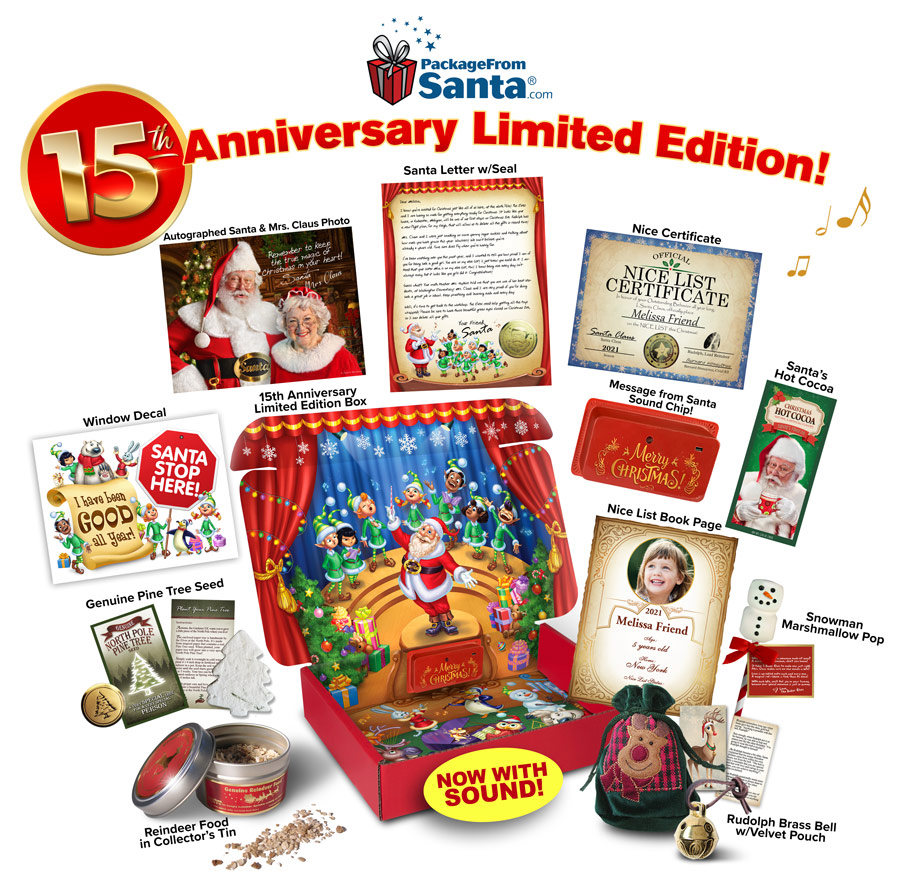 Keep your child believing with the all-new 2021 Personalized Package From Santa®! Limited Edition Platinum Package now includes the North Pole Sound Player!