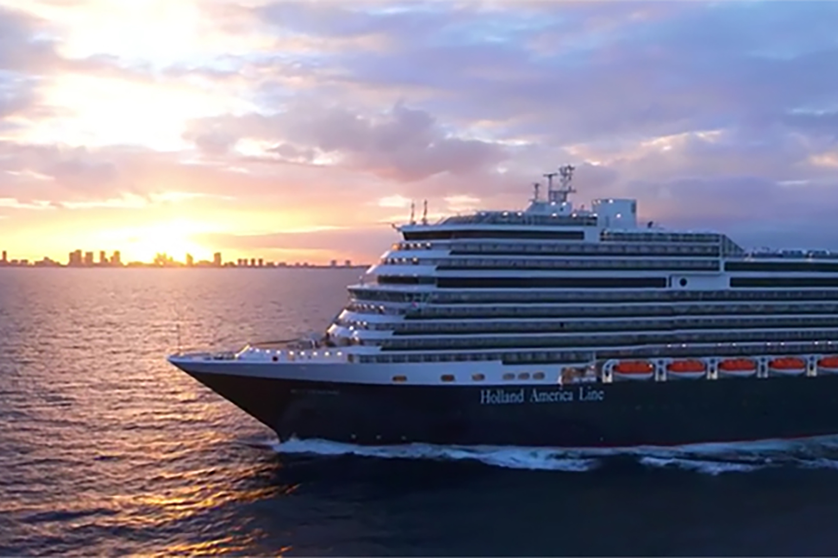 Video of Holland America Line’s newest ship, Rotterdam, as she sails in Caribbean.