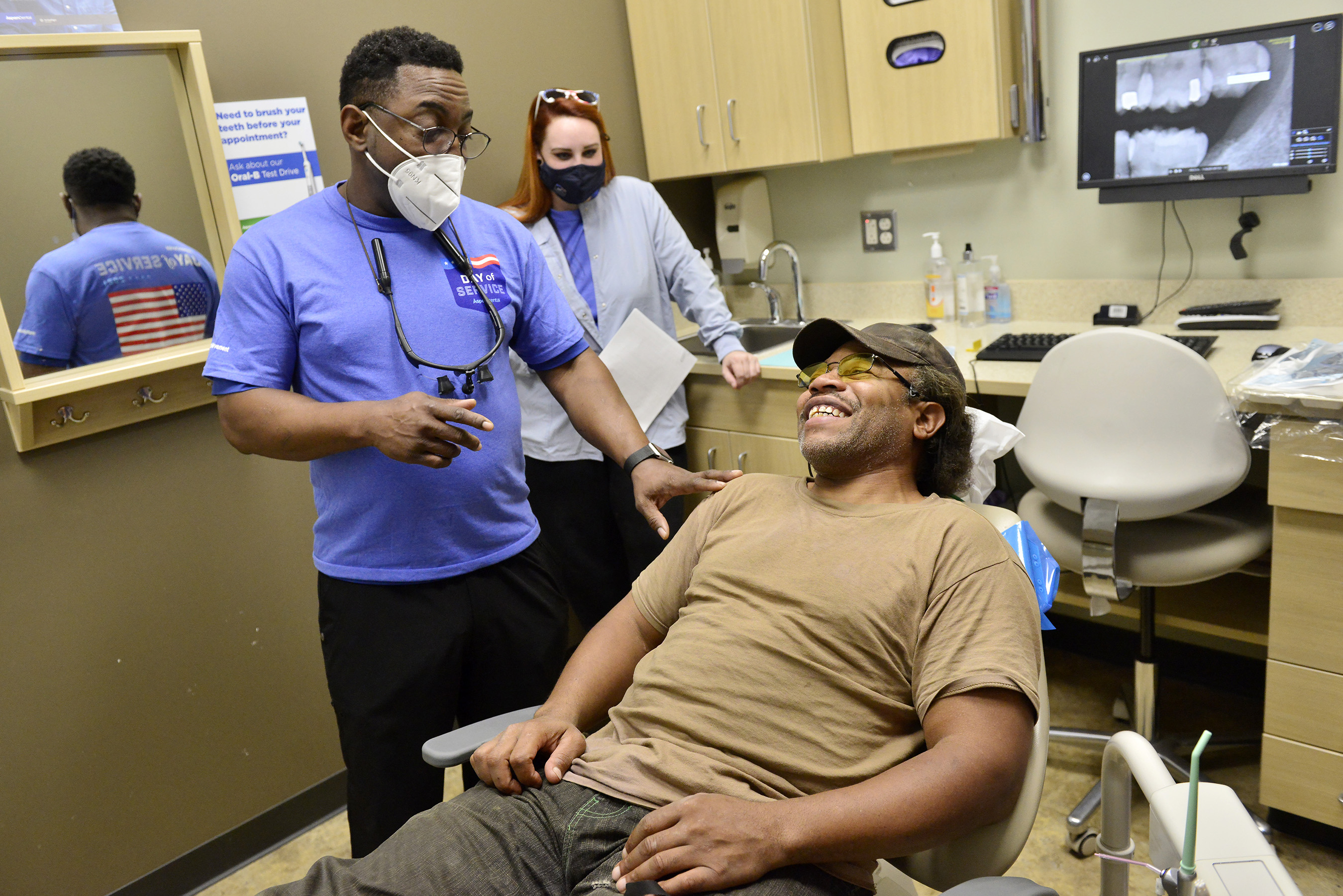 The Aspen Dental team provides free care to veterans and their families during the Aspen Dental's 7th Annual Day of Service, on Saturday, Nov. 6, 2021, in Millington, Tenn. (Brandon Dill/AP Images for Aspen Dental)