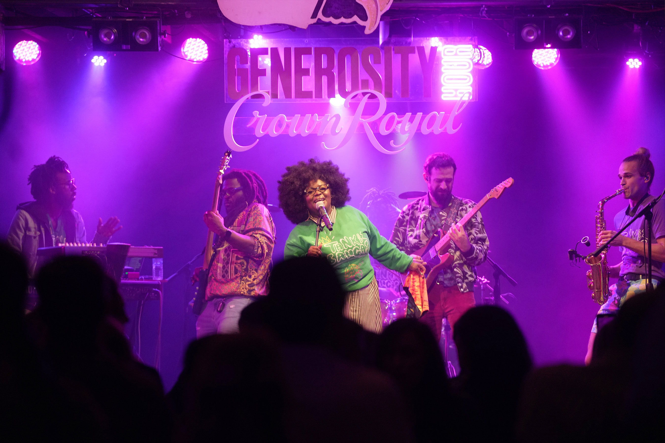 New Orleans based musical group, Tank and the Bangas perform at the Crown Royal #GenerosityHour to give back to New Orleans hospitality and military communities.