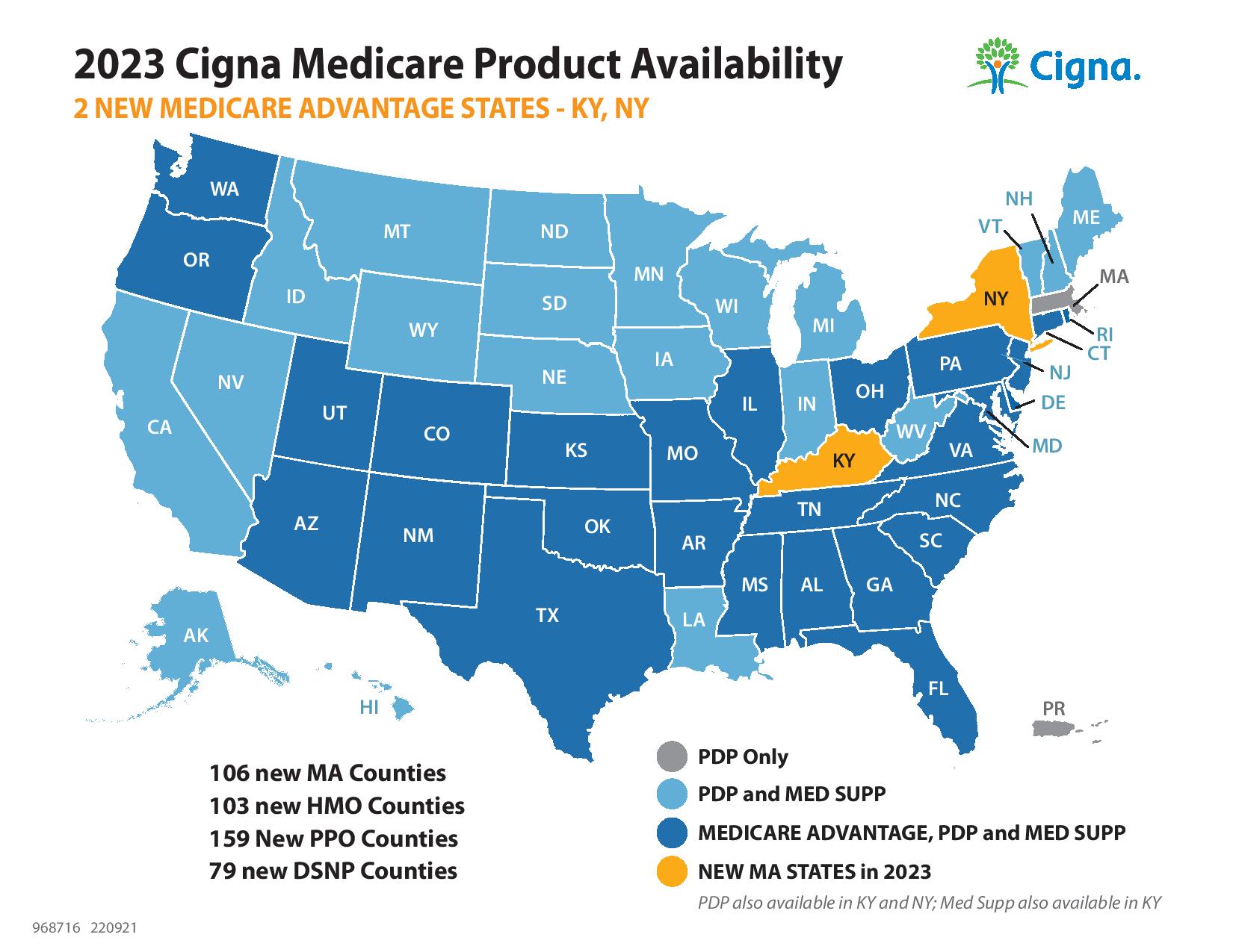 During this year’s Annual Election Period, which begins Oct. 15, Cigna will offer Medicare Advantage (MA) plans in 581 counties within 28 states, growing its geographic presence by 22 percent.