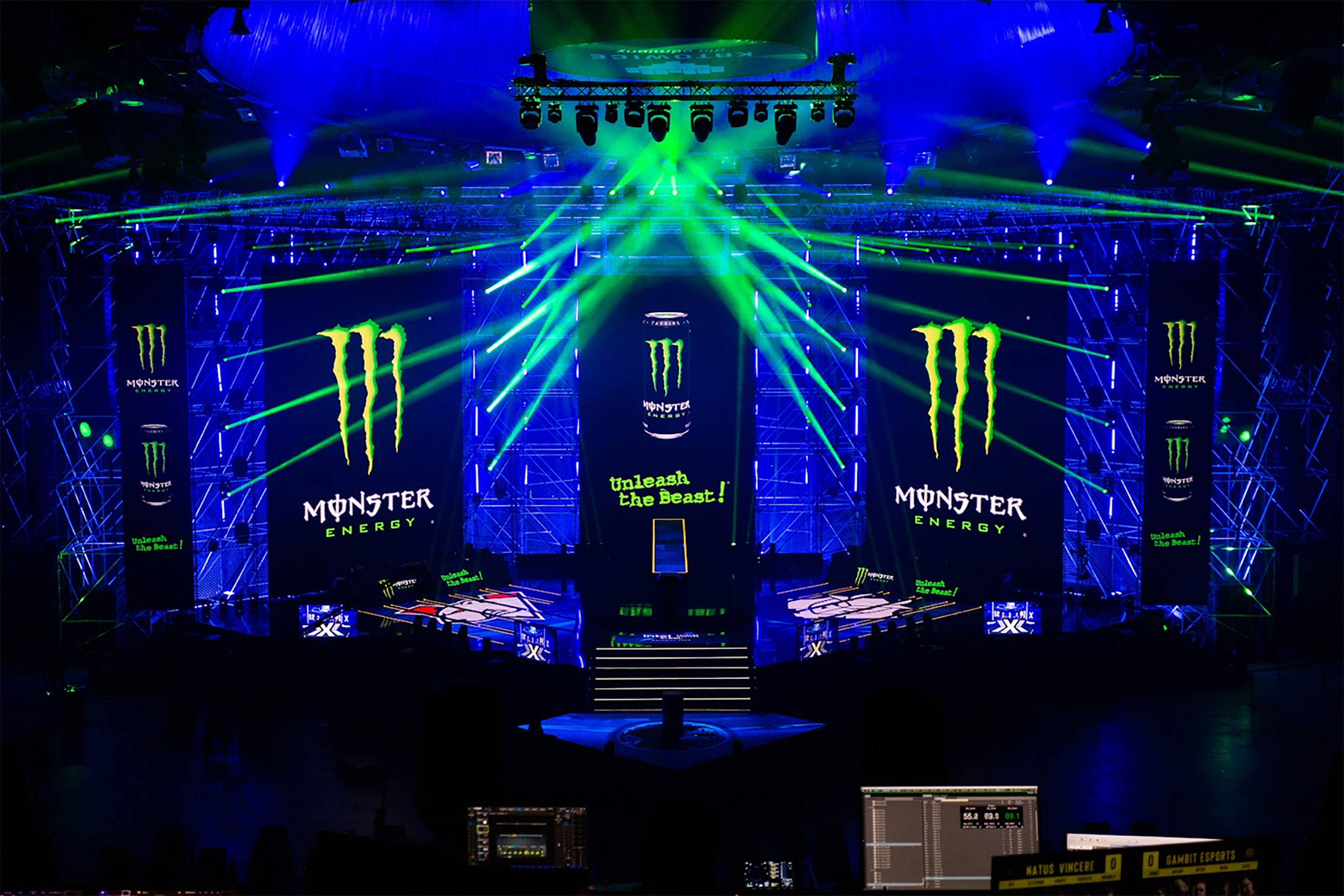 Monster Energy takes over the stage at IEM Katowice 2022 during the Counter-Strike: Global Offensive Quarterfinals.