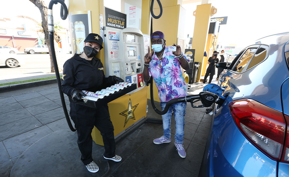 Rockstar Energy Drink rewards rideshare drivers with free gas to fuel their everyday hustle on Thursday, Feb. 03, 2022 in Los Angeles.
