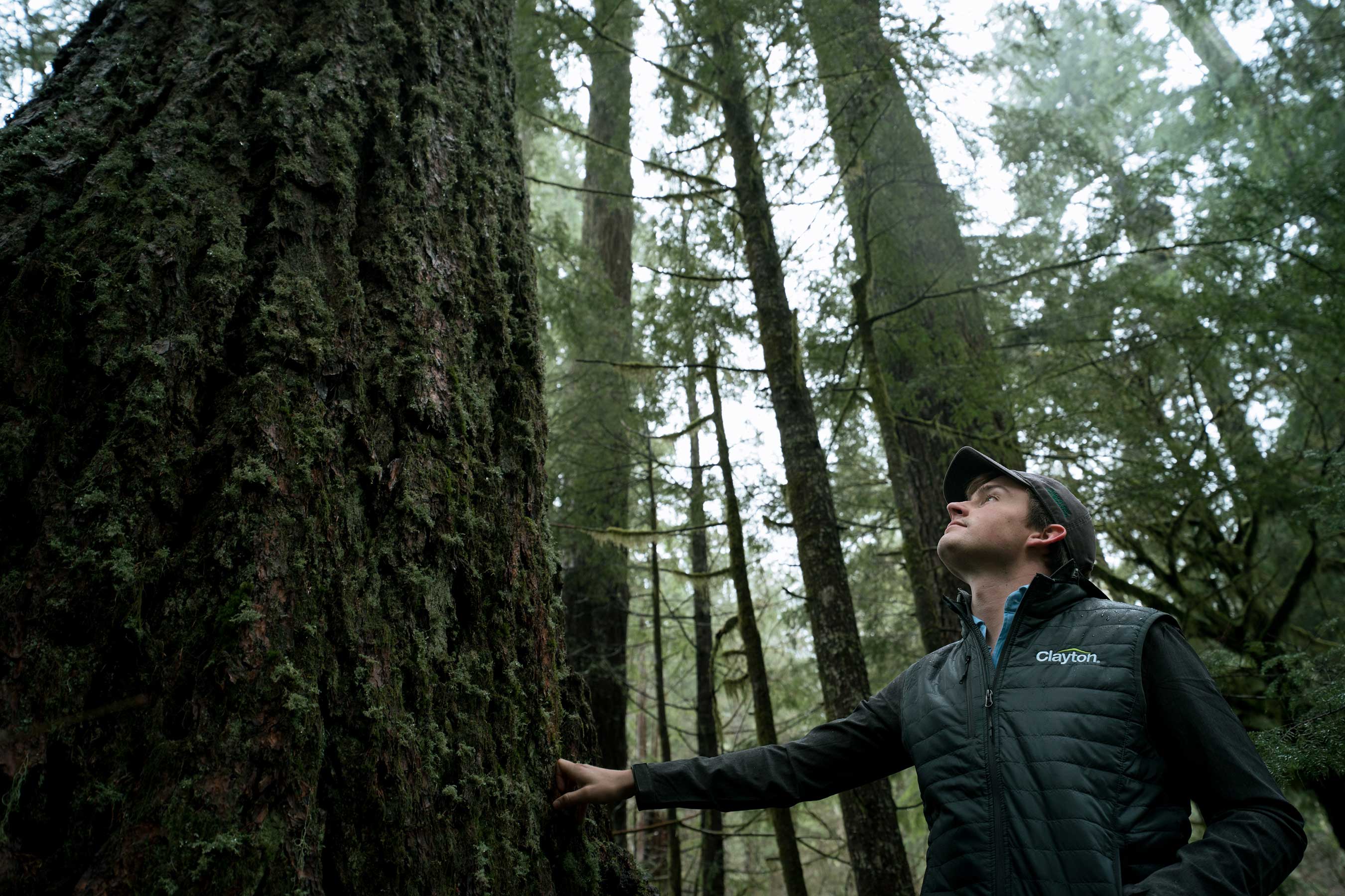 Clayton Home Building Group® Director of Environment and Sustainability William Jenkins stands in a forest at a tree planting site for the Arbor Day Foundation® in Salem, Oregon.