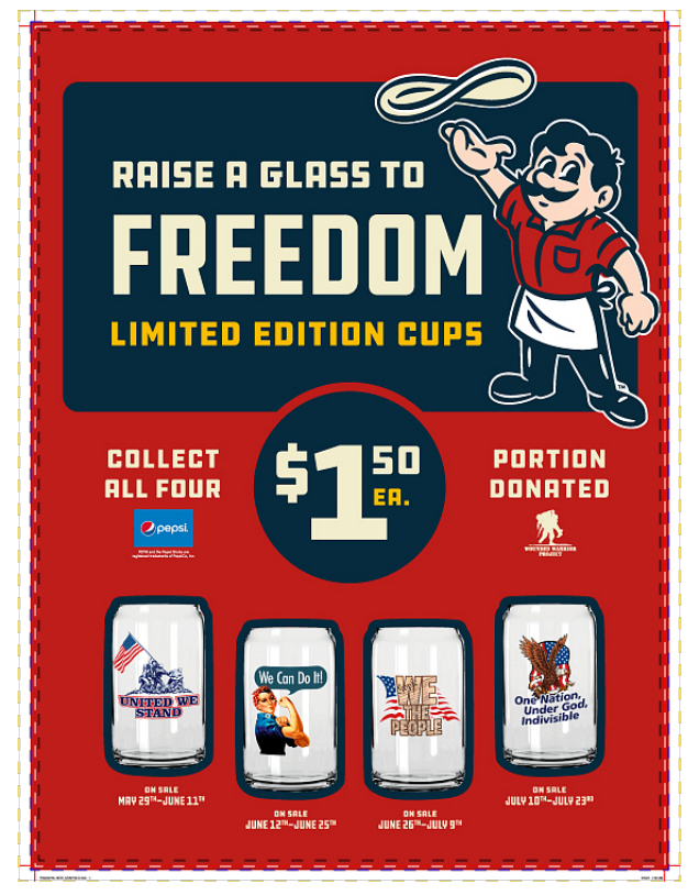 Pizza Inn Raise a Glass to Freedom In-Store Poster