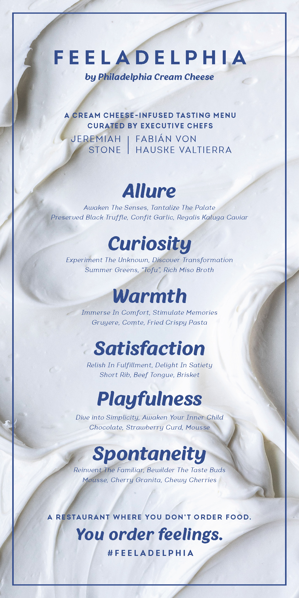 Feelings-inspired menu specially curated for Feeladelphia by Philadelphia cream cheese