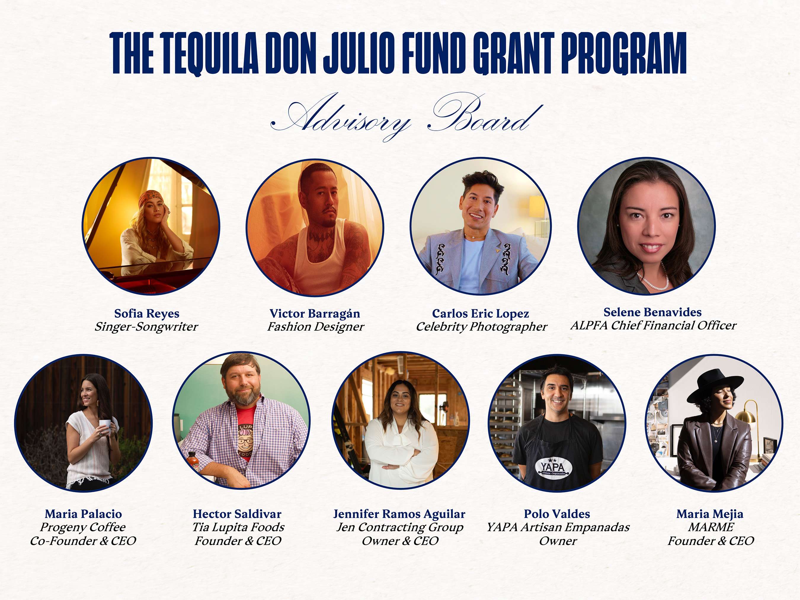 Introducing the newly appointed Tequila Don Julio Fund Grant Program Advisory Board!