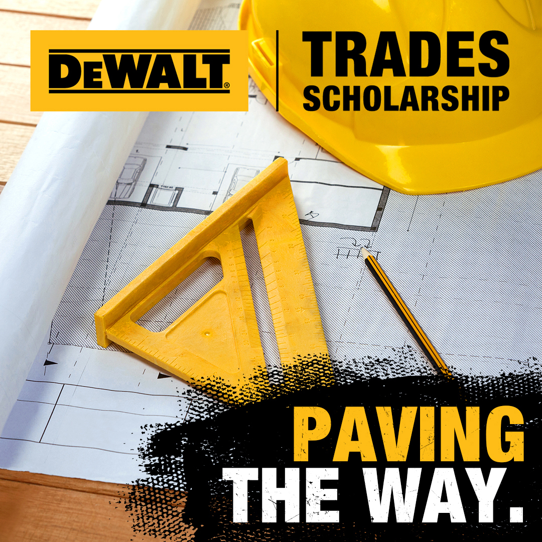 DEWALT is empowering the next generation of skilled workers through the DEWALT Trades Scholarship. Apply now.