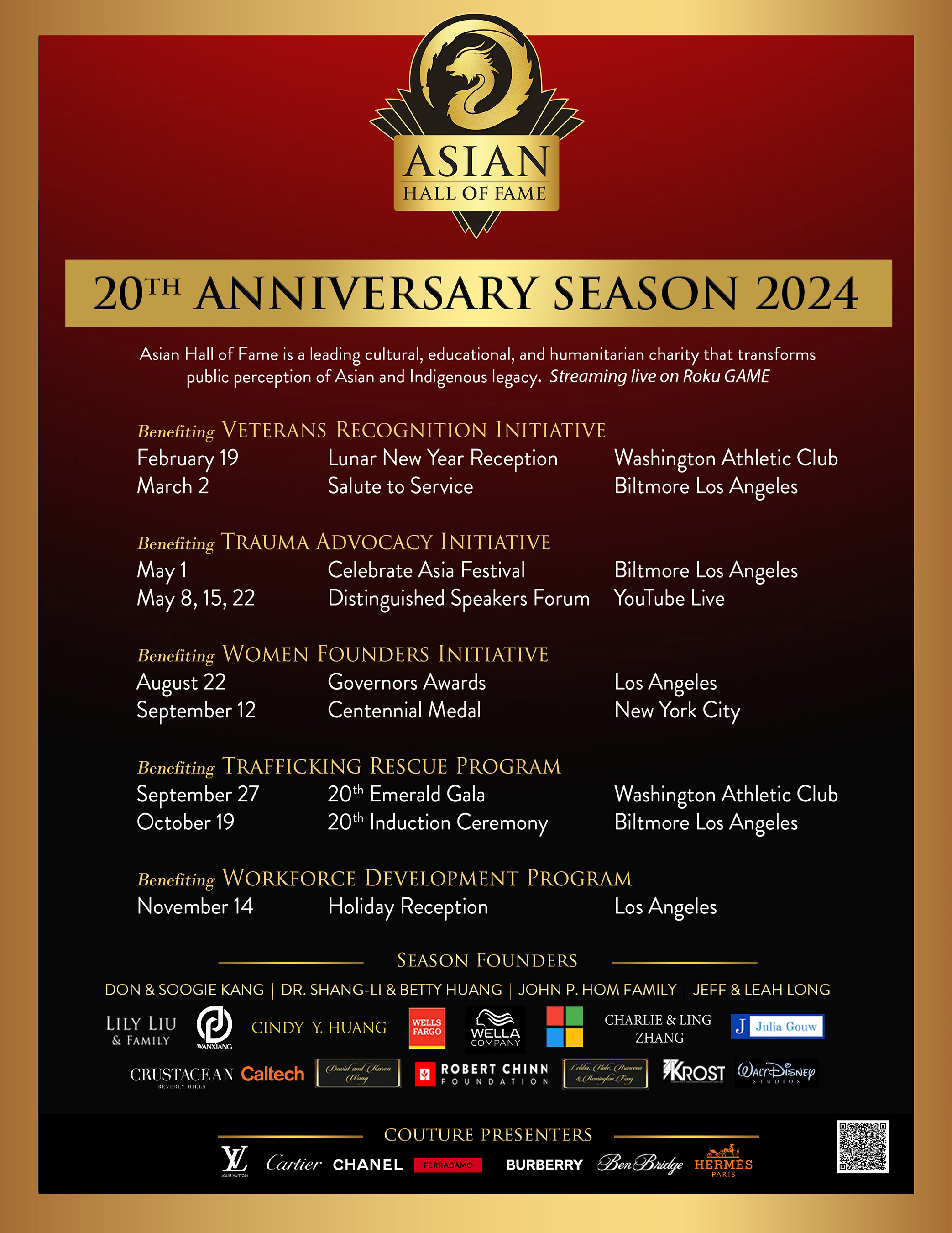 ASIAN HALL OF FAME UNVEILS 20th-ANNIVERSARY SEASON