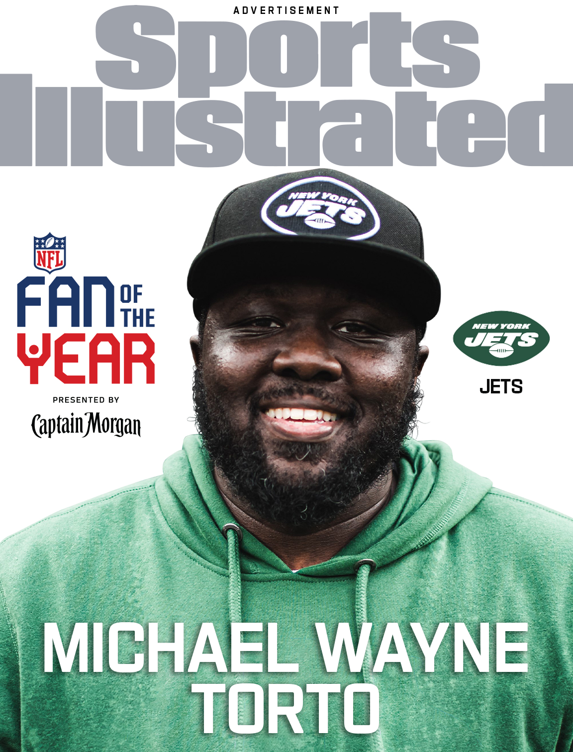 New York Jets Fan of the Year Michael Wayne Torto will appear in a high-impact cover peel ad execution and custom spread creative in the February issue of Sports Illustrated.