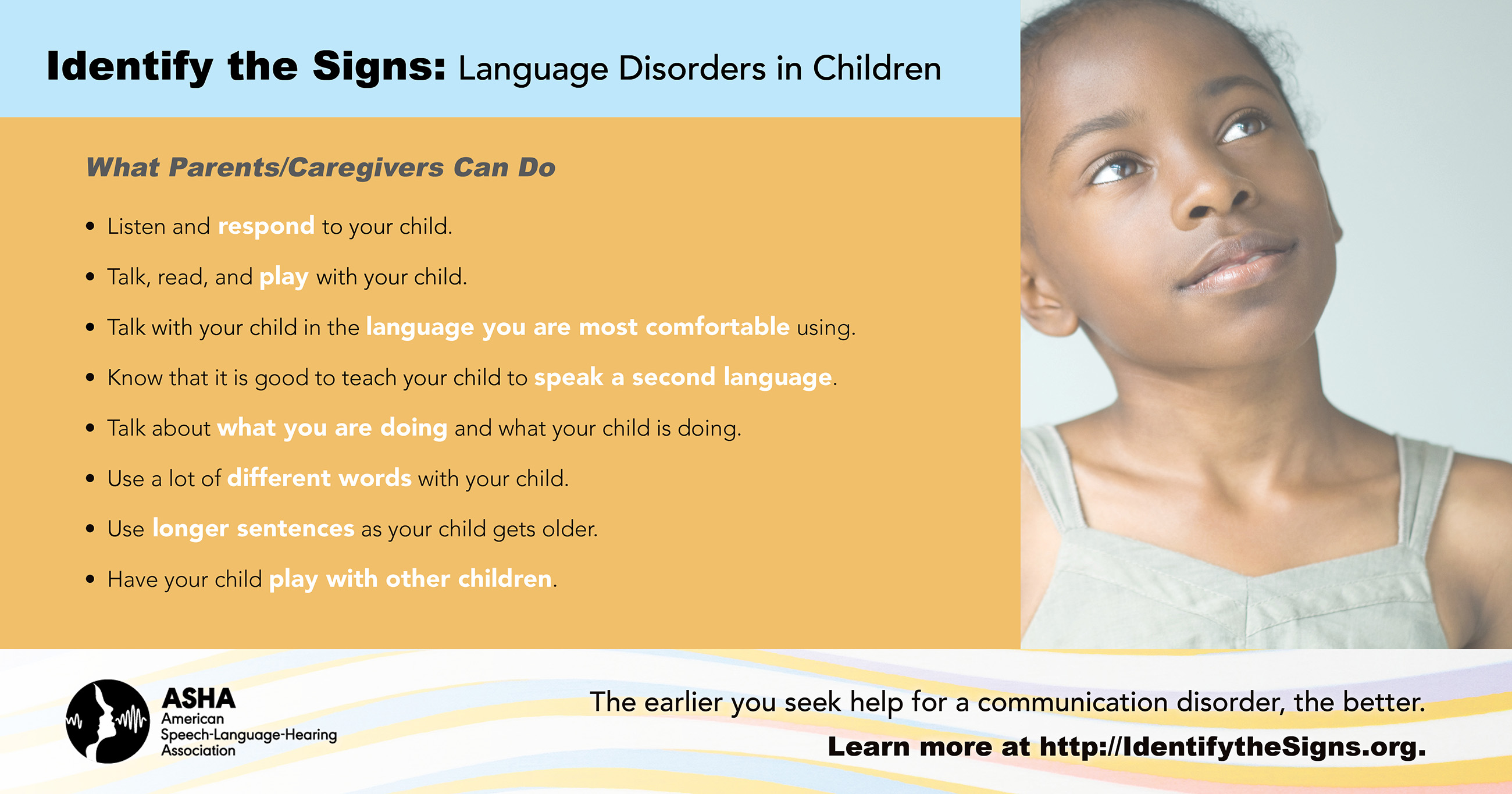 Tips for caregivers to help a child with a language delay or disorder.