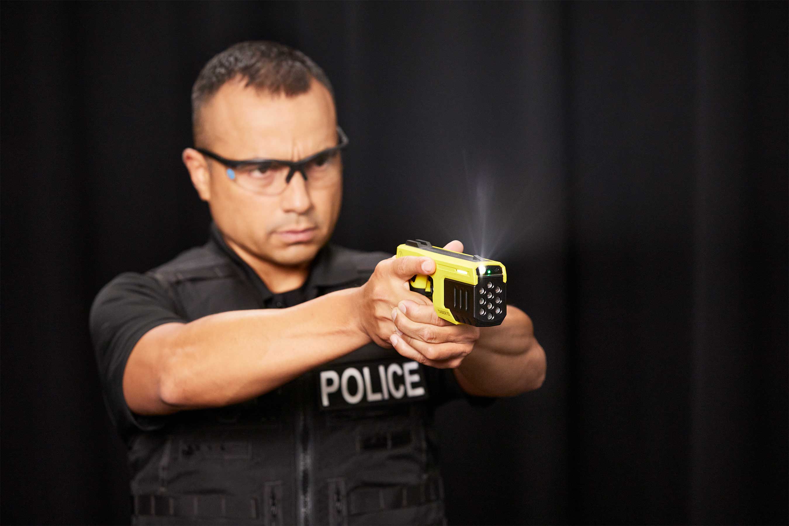 Officer firing TASER 10 Energy Weapon
