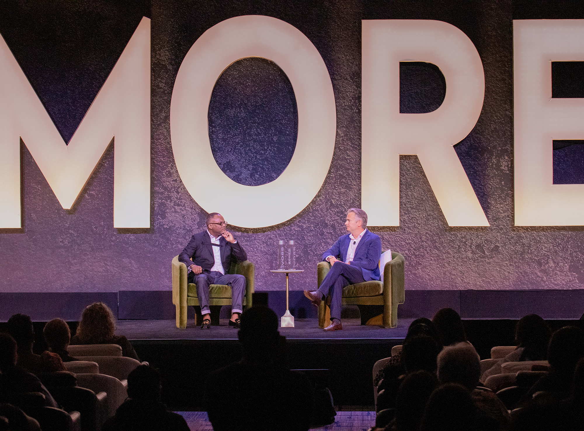 Synchrony’s Chief Diversity, Inclusion and Corporate Responsibility Officer Michael Matthews (left) and Synchrony CEO Brian Doubles (right) highlighted the company’s progress in advancing equity at its 2023 Global Diversity Experience. This year’s theme highlighted the need to see, feel and do “more” to drive meaningful and lasting change. (Photo credit: TheWrightVision for Synchrony)