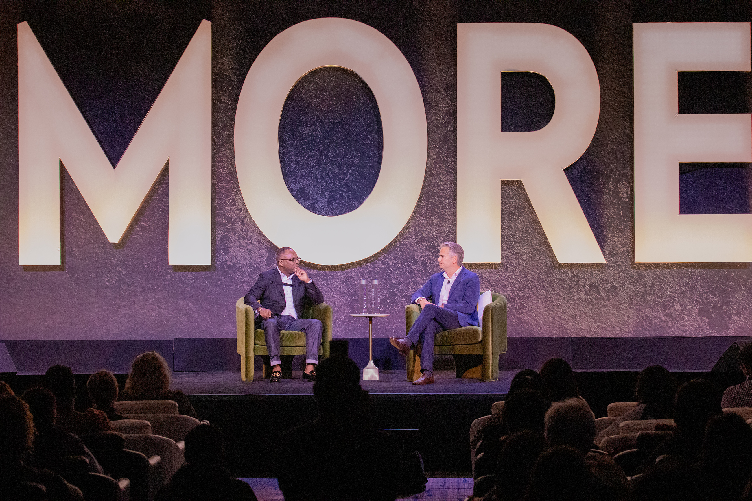 Synchrony’s Chief Diversity, Inclusion and Corporate Responsibility Officer Michael Matthews (left) and Synchrony CEO Brian Doubles (right) highlighted the company’s progress in advancing equity at its 2023 Global Diversity Experience. This year’s theme highlighted the need to see, feel and do “more” to drive meaningful and lasting change. (Photo credit: TheWrightVision for Synchrony) 