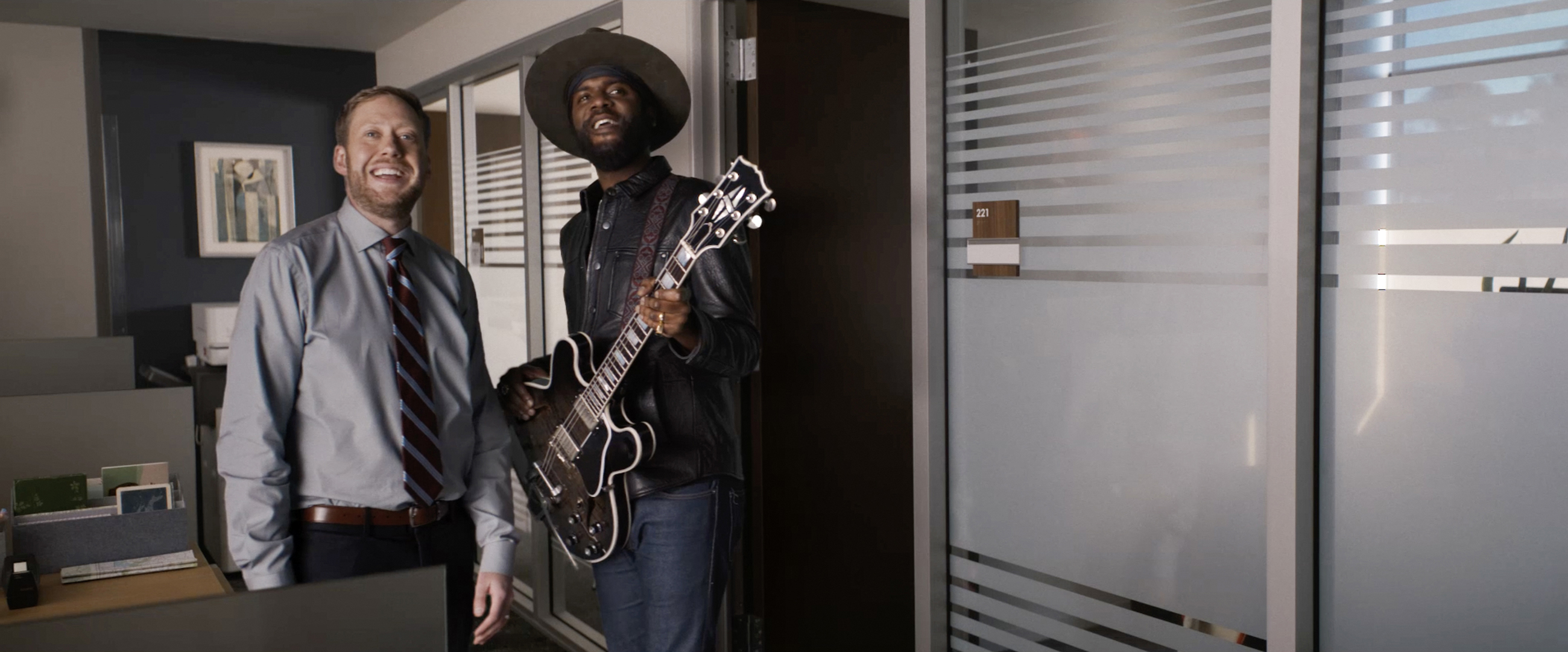Gary Clark Jr. responds with a knowing nod when a Workmate calls out, "you're a rock star” in the new Workday Big Game commercial. Courtesy: Workday