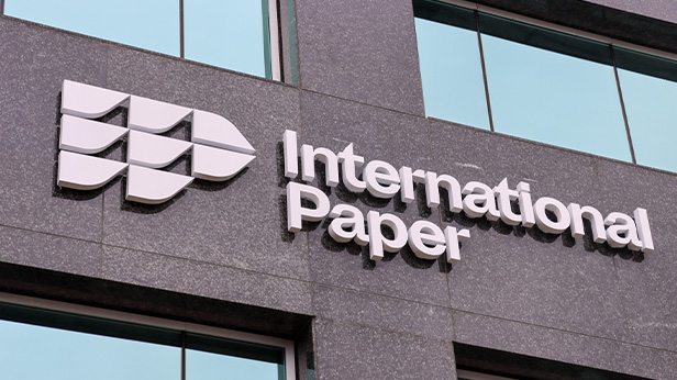  International Paper’s new company logo shown at their global headquarters in Memphis, Tenn.