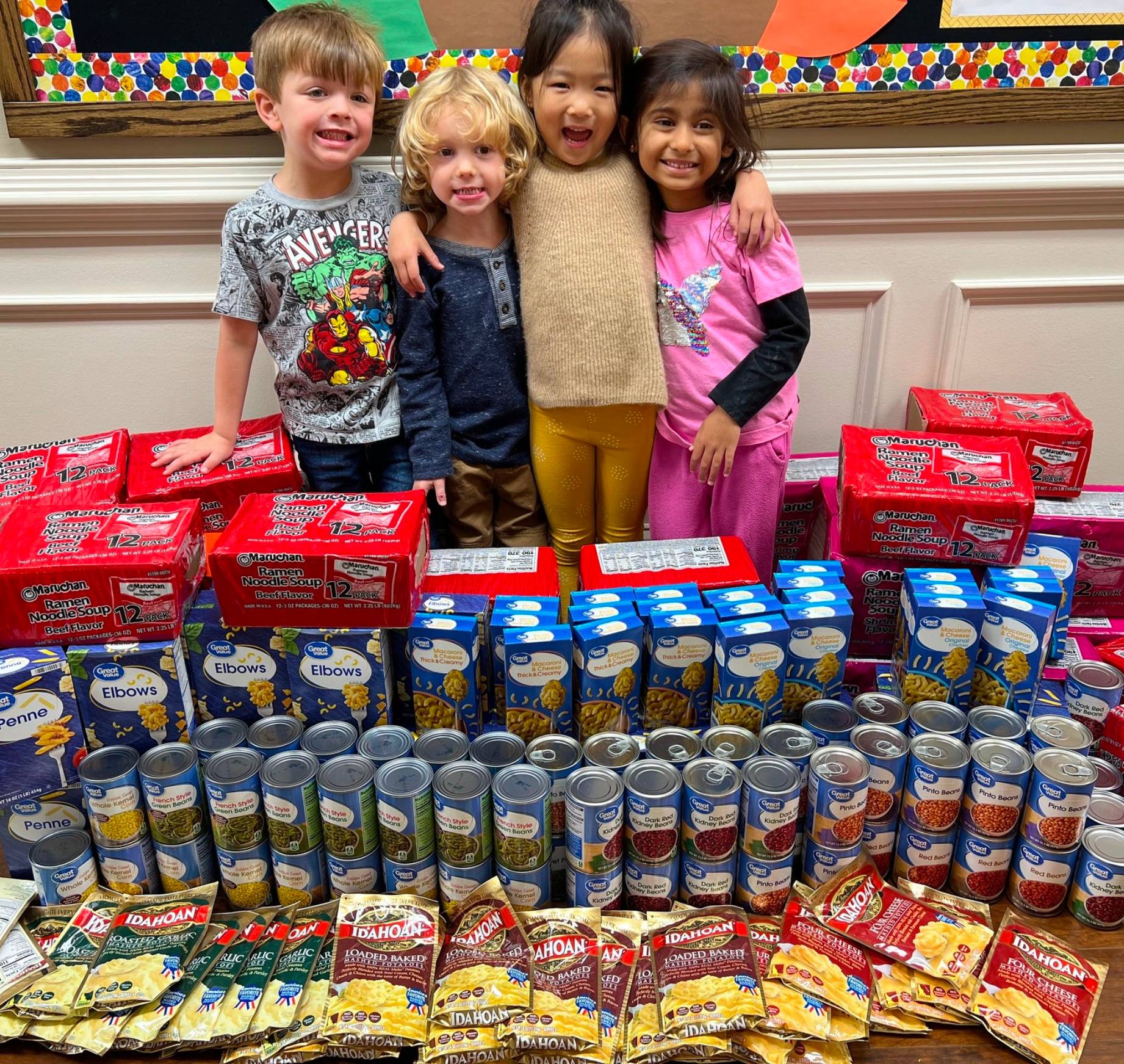 Students from Primrose School at Johns Creek (Suwanee, GA) sort items for the school’s annual Caring and Giving Food Drive.
