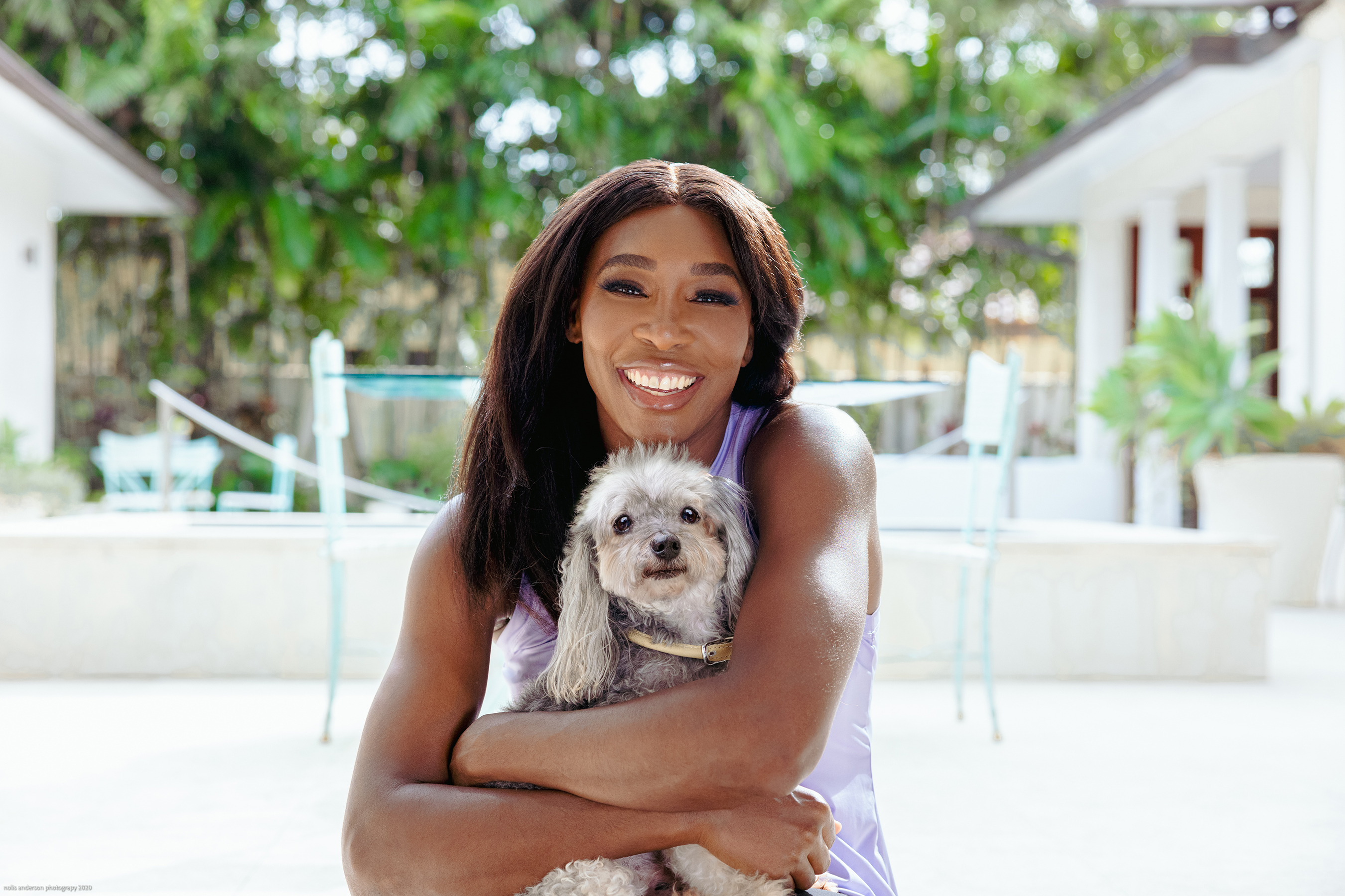 Venus Williams and her dog.