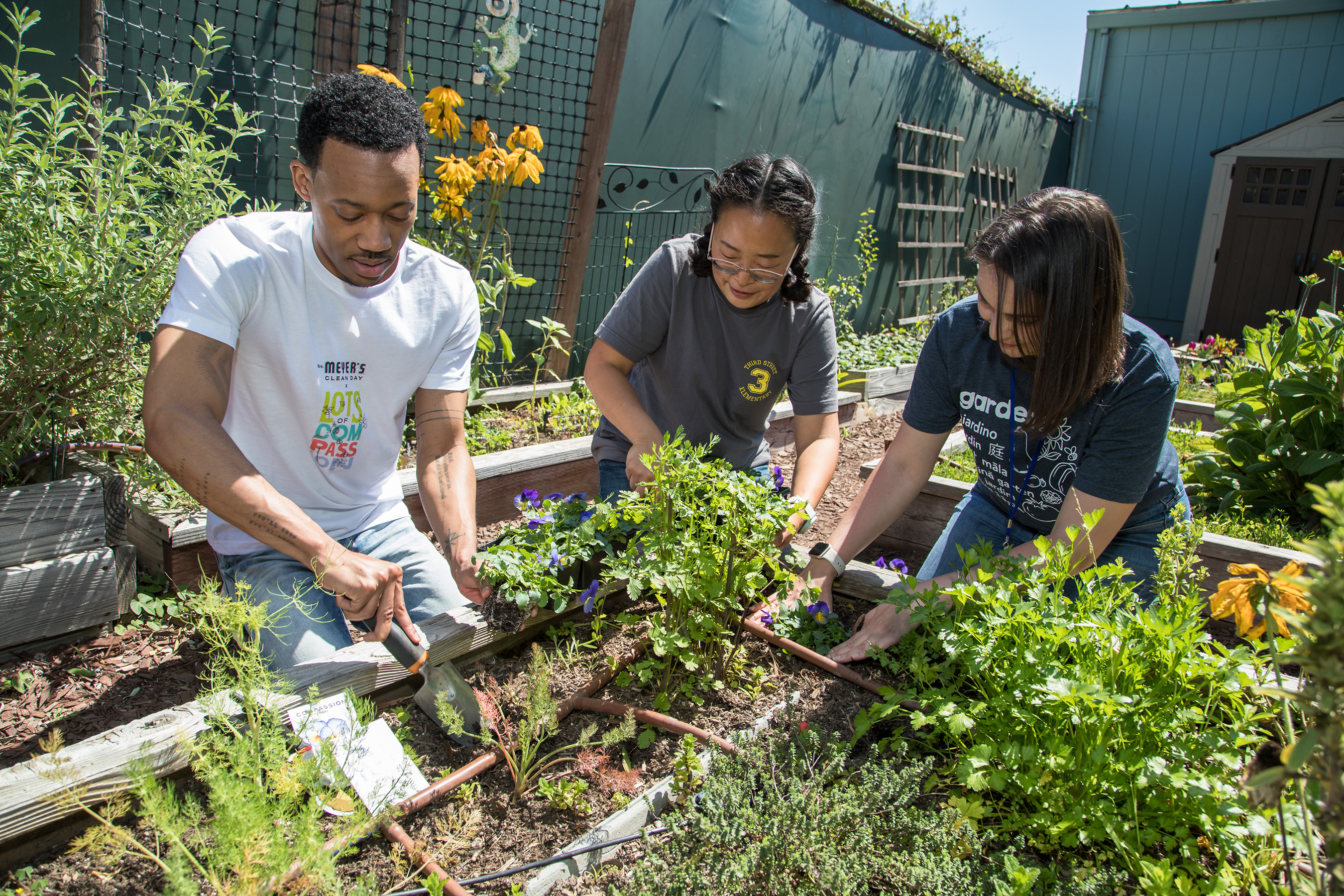 Tyler James Williams joined others inspired by the garden to help Mrs. Meyer’s Clean Day launch its new Lots of Compassion initiative using the garden to inspire people to plant seeds of kindness in their own communities.