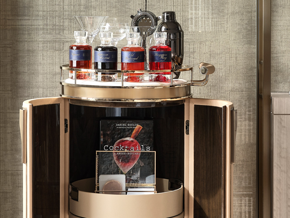 Cocktail trolley includes liquor and cocktail garnishes (Credit to Marina Bay Sands)