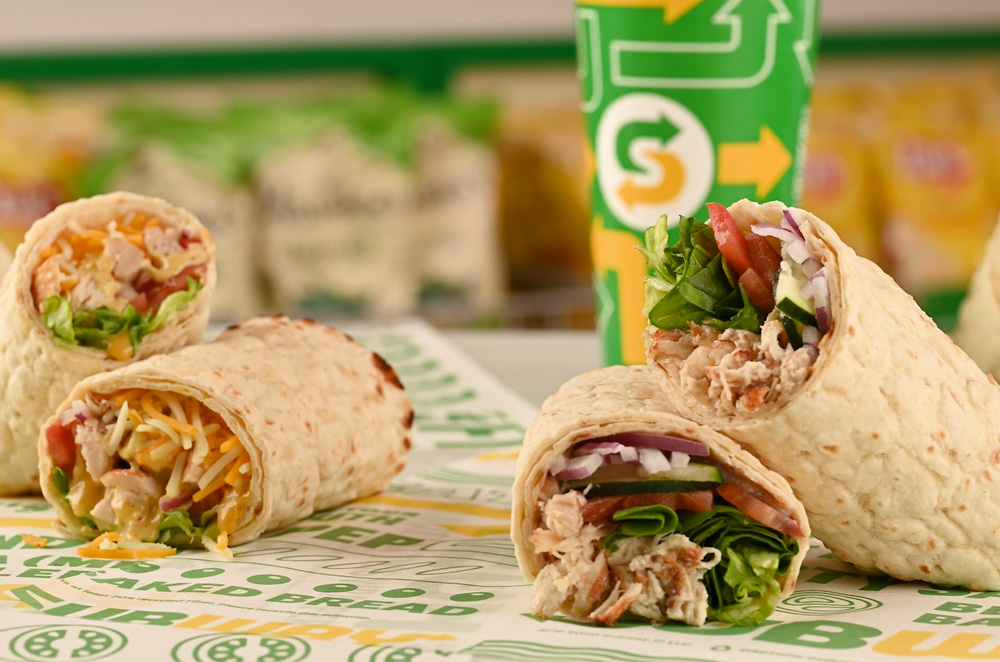 B-roll of Subway’s wraps and new lavash-style flatbread