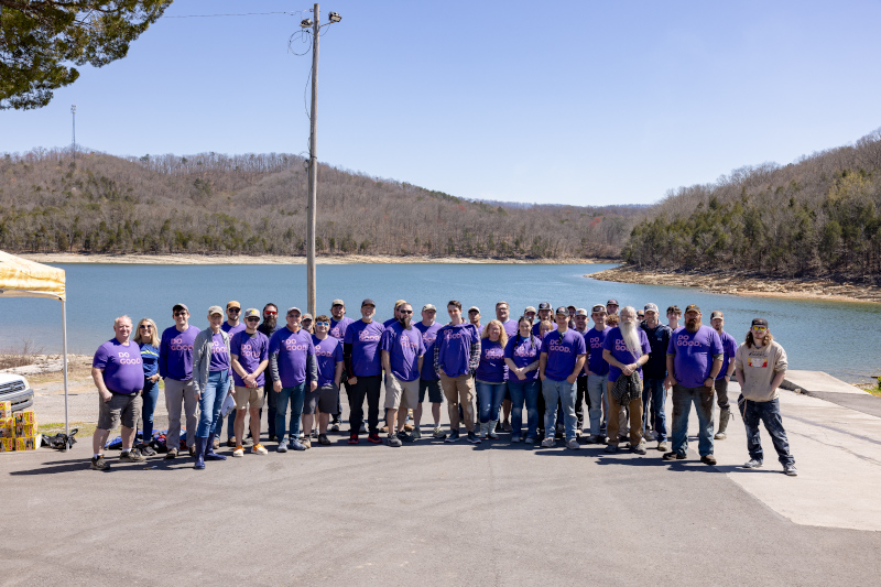 Clayton team members from four home building facilities volunteered to clean the Tennessee River to celebrate a new partnership with the nonprofit Keep the Tennessee River Beautiful.