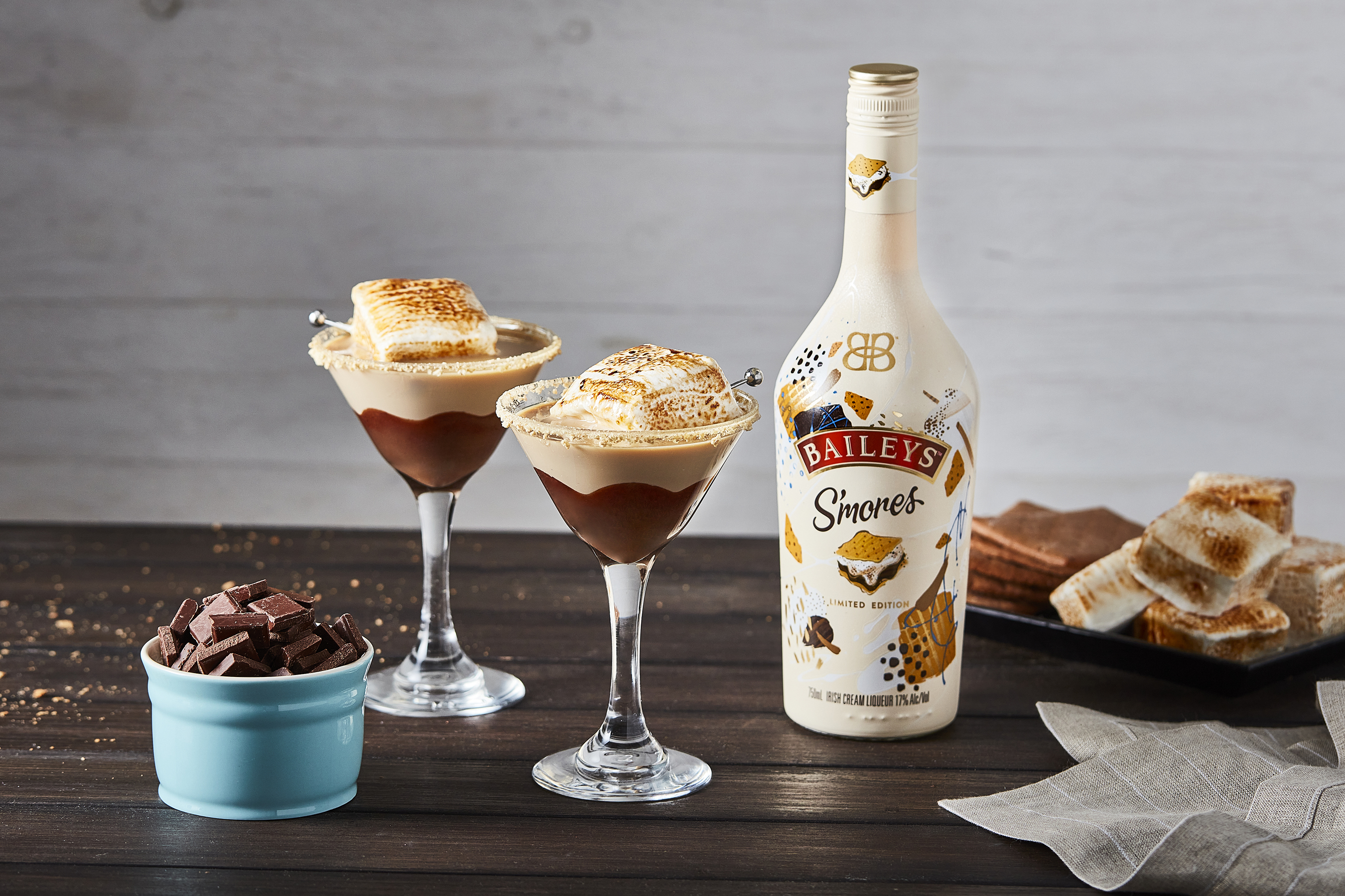 FIRE UP THE SUMMER VIBES WITH THE RETURN OF BAILEYS S'MORES LIQUEUR, A LIMITED TIME OFFERING THAT BRINGS BACK THE NOSTALGIC TASTE OF WARMER MONTHS AHEAD