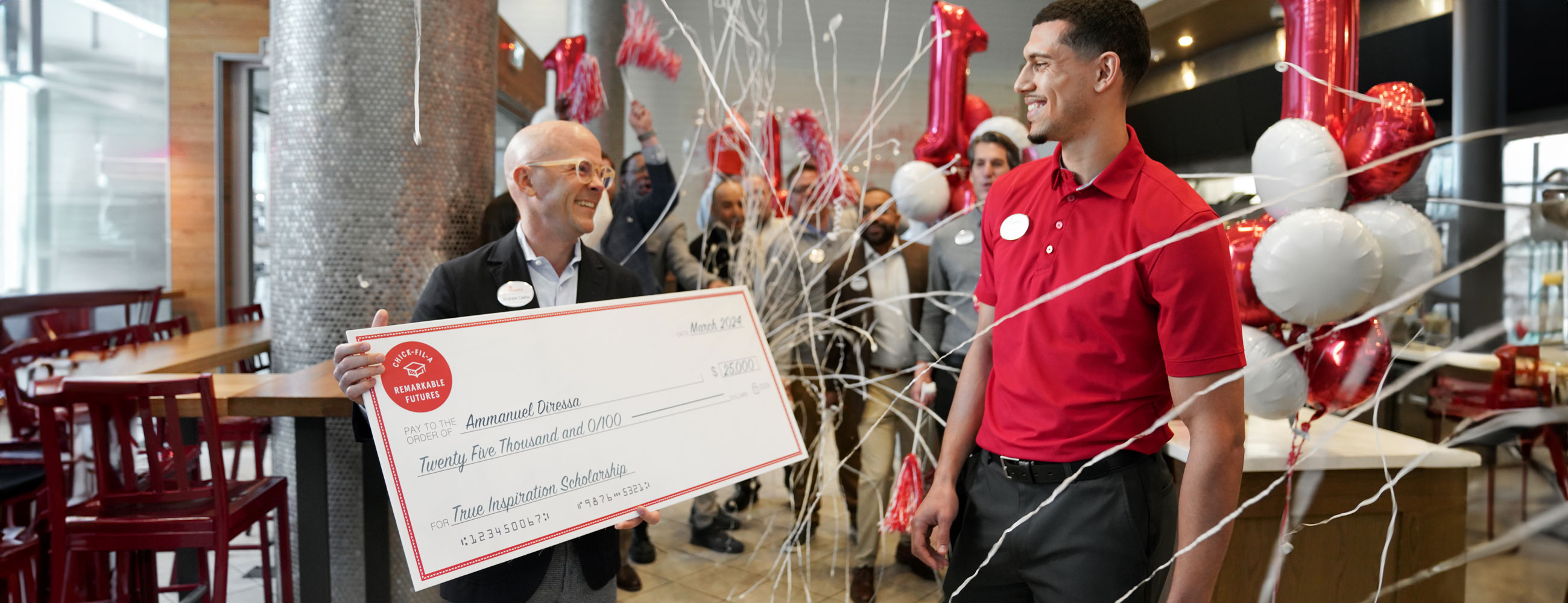 In 2024, Chick-fil-A, Inc. awarded more than $26 million in scholarships to more than 14,000 restaurant Team Members, including Ammanuel Diressa in Toronto, Canada.