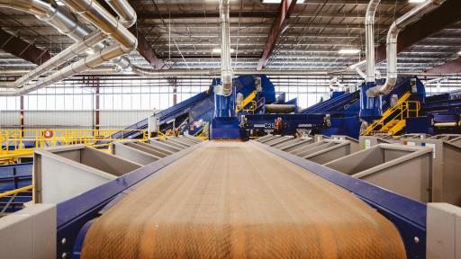 Large conveyor belt used to sort recyclable materials