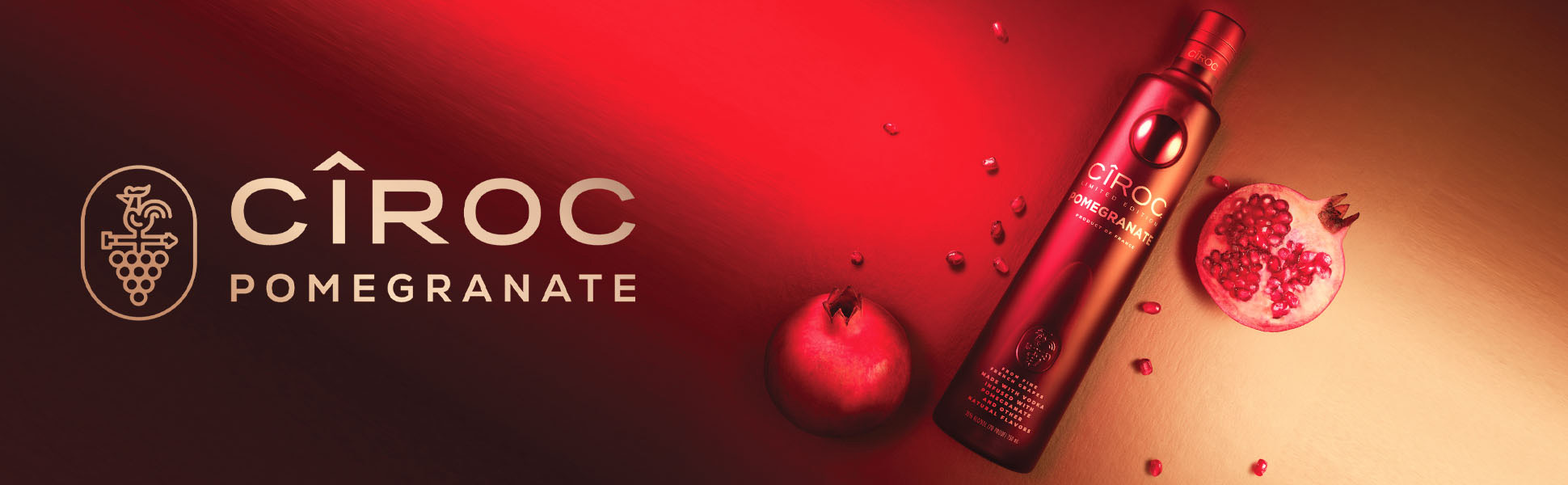 Ciroc Pomegranate Banner with bottle