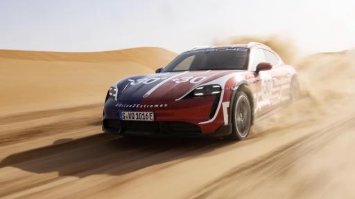 The Taycan Cross Turismo, the all-rounder among electric sports cars, off the beaten track in the UAE