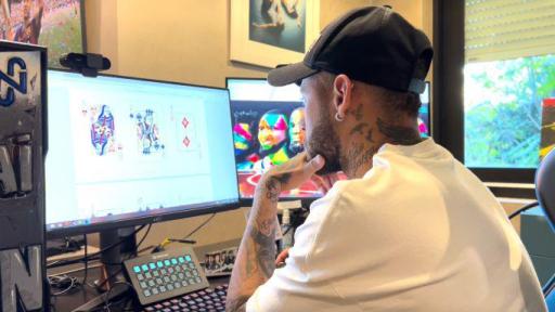 Neymar Jr reviewing France artwork