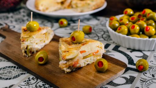 Olives From Spain, Spanish tortilla with Pimiento olives dish